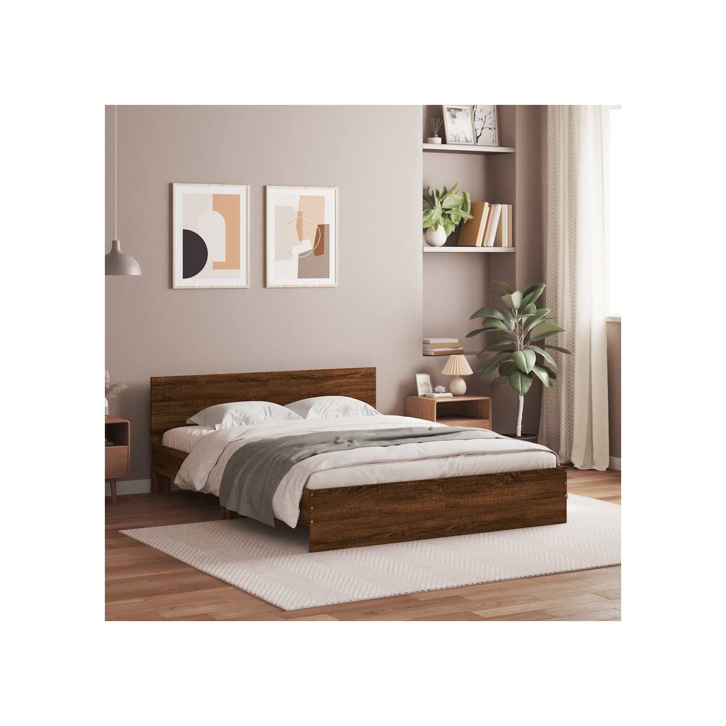 Cadre de lit sans matelas chêne marron 140x190 cm