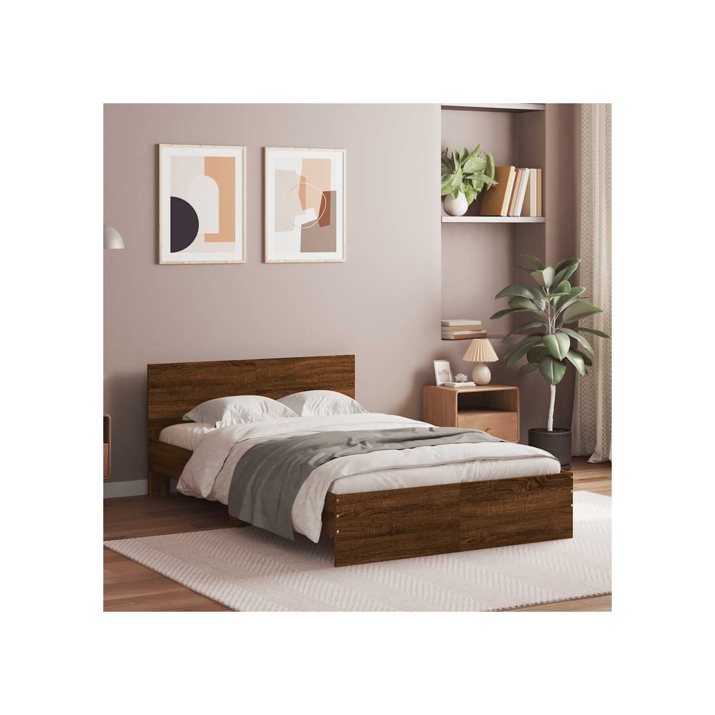 Cadre de lit sans matelas chêne marron 135x190 cm