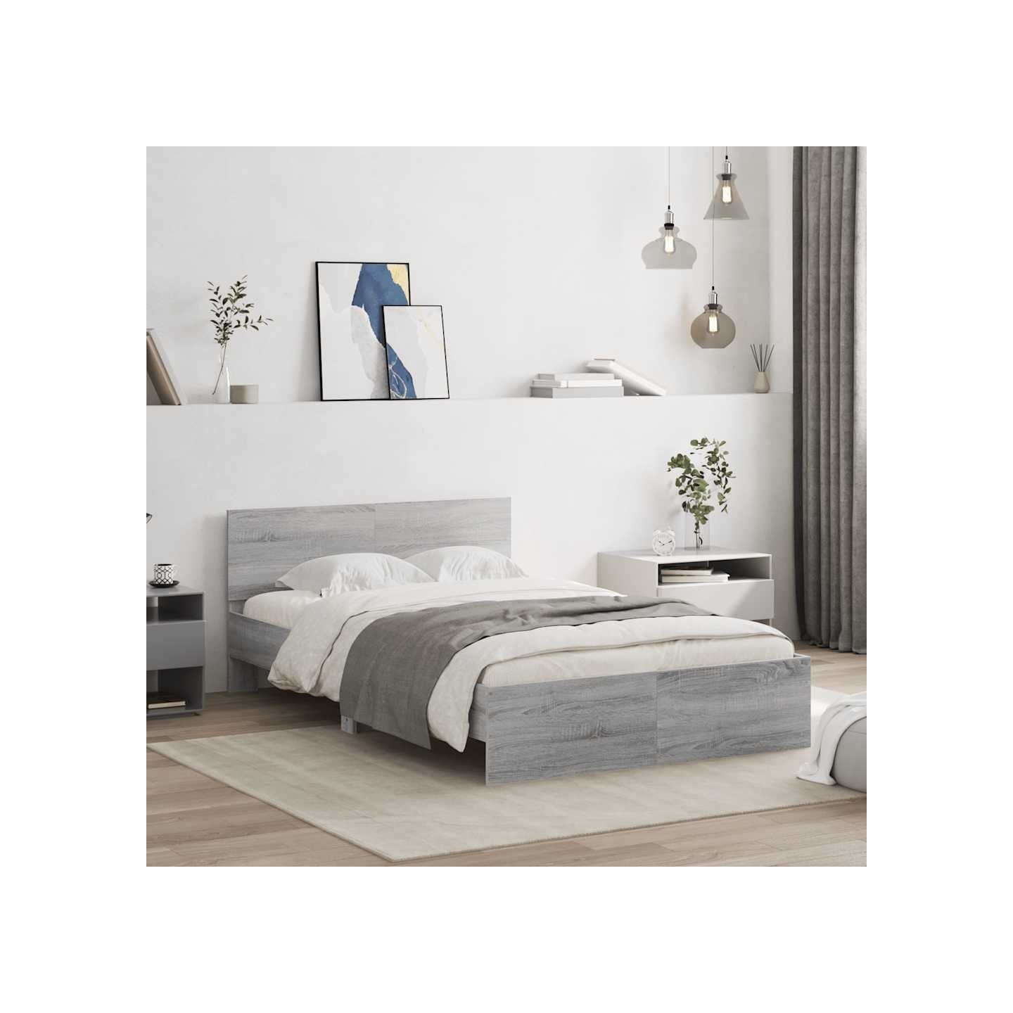 Cadre de lit sans matelas sonoma gris 120x190 cm