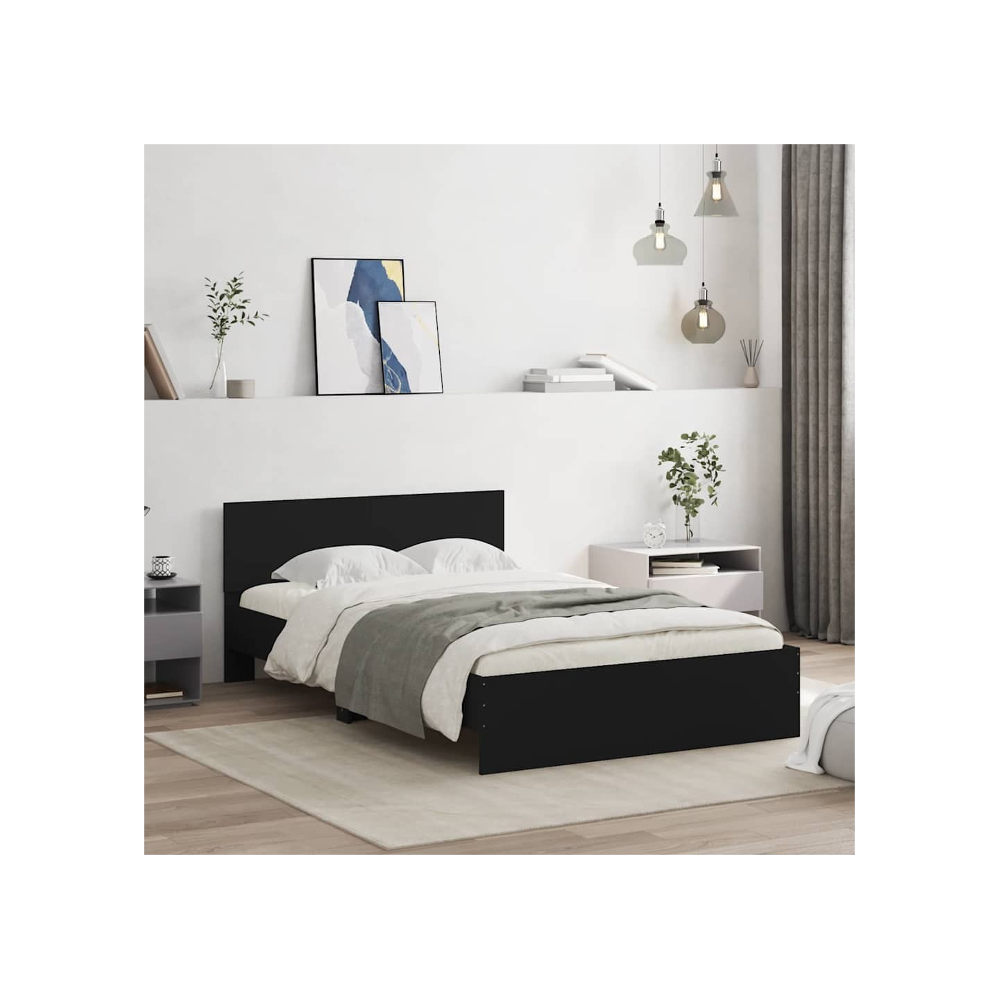 Cadre de lit sans matelas noir 120x190 cm