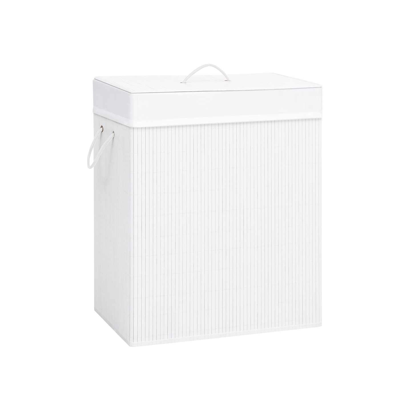 Panier à linge avec une seule section bambou blanc 83 L