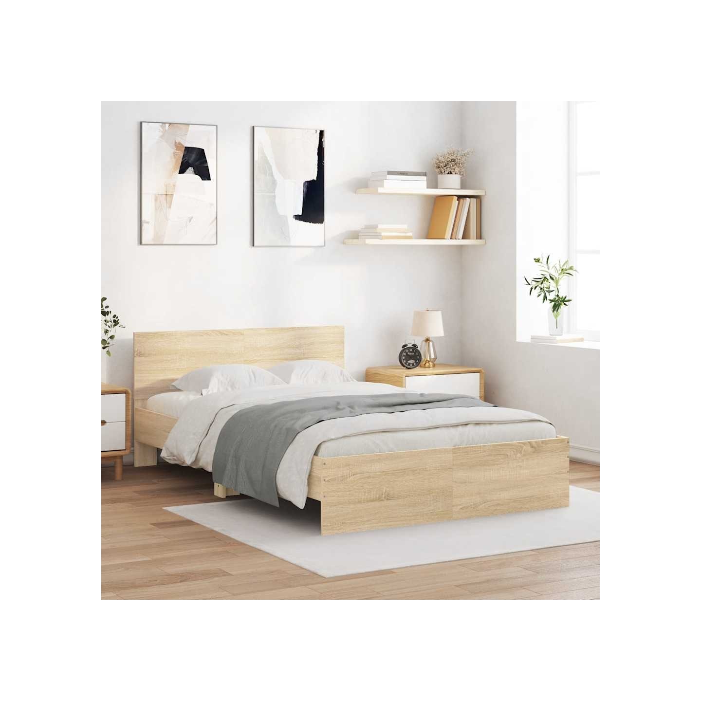 Cadre de lit sans matelas chêne sonoma 120x190 cm