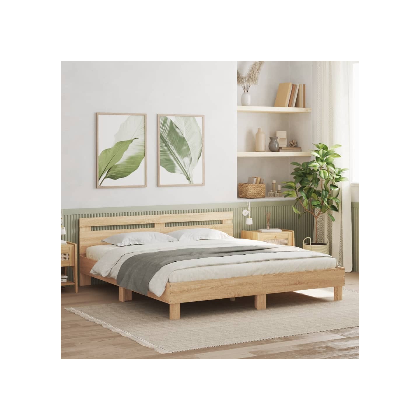 Cadre de lit avec LED sans matelas chêne sonoma 180x200 cm