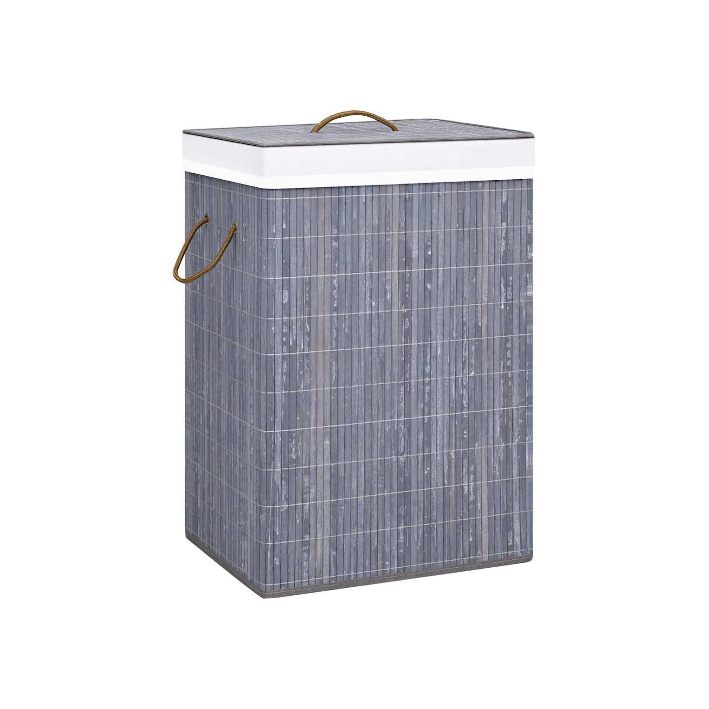Panier à linge avec une seule section bambou gris