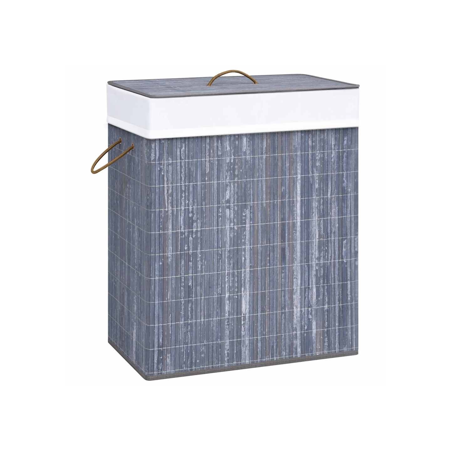 Panier à linge avec une seule section bambou gris 83 L