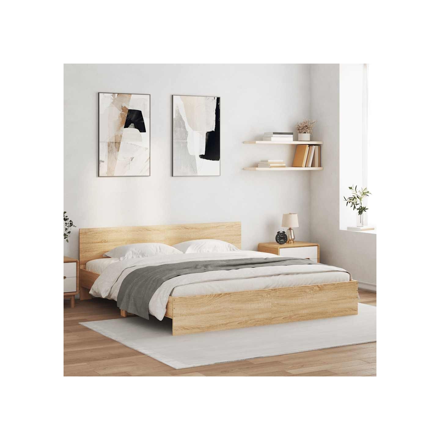 Cadre de lit avec LED sans matelas chêne sonoma 200x200 cm