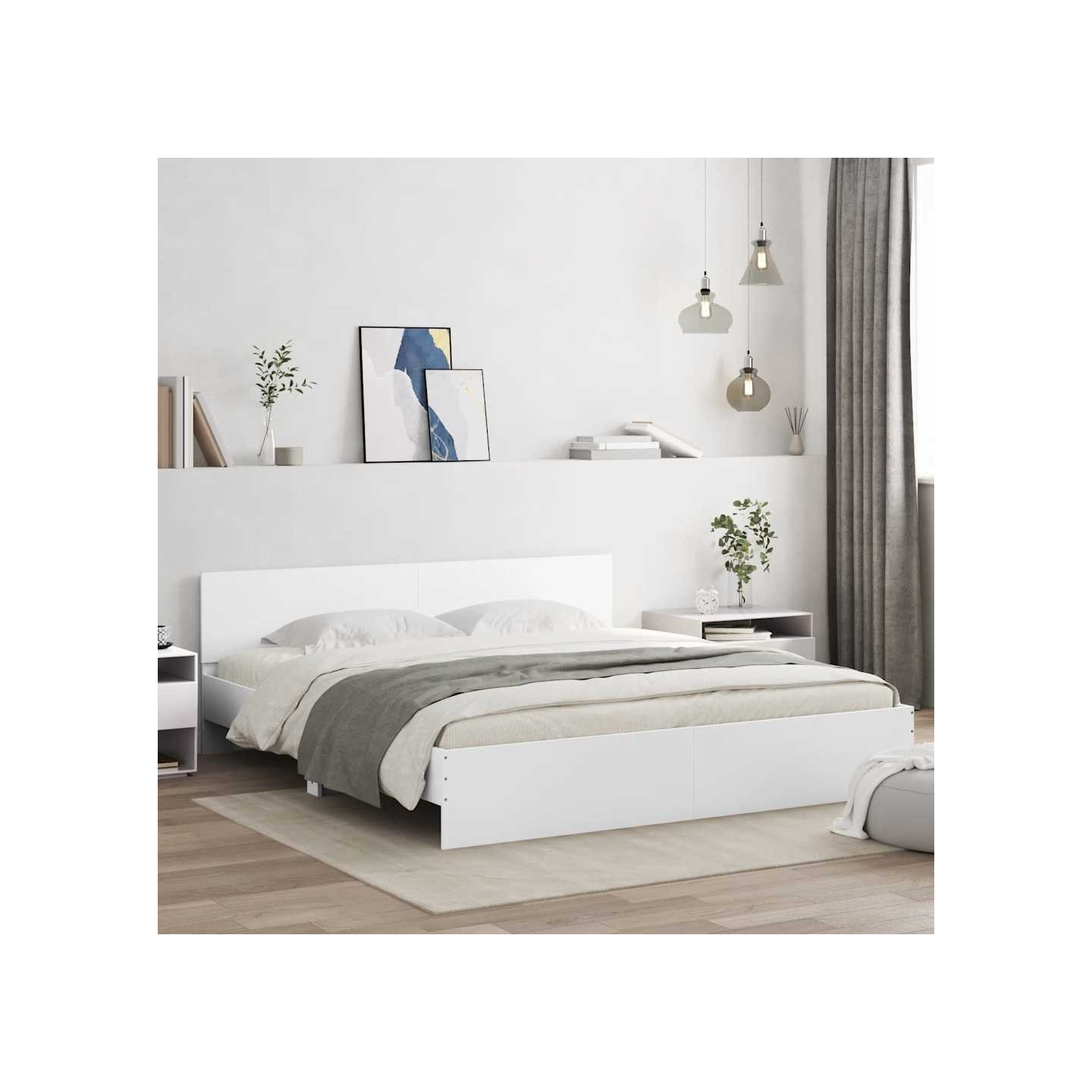 Cadre de lit avec LED sans matelas blanc 180x200 cm