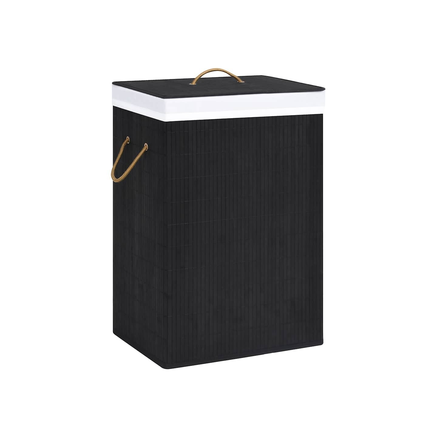 Panier à linge avec une seule section bambou noir