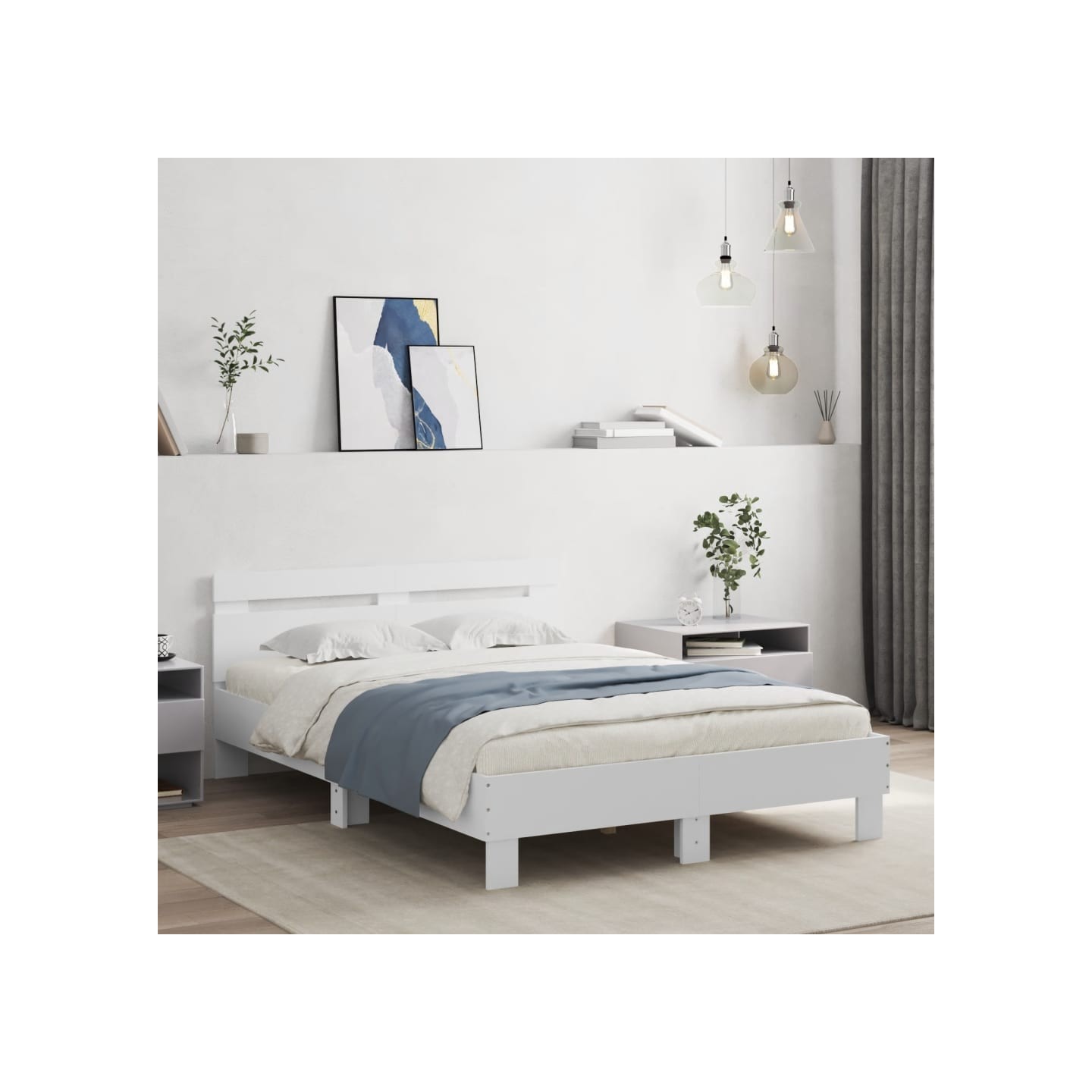 Cadre de lit avec LED sans matelas blanc 120x190 cm