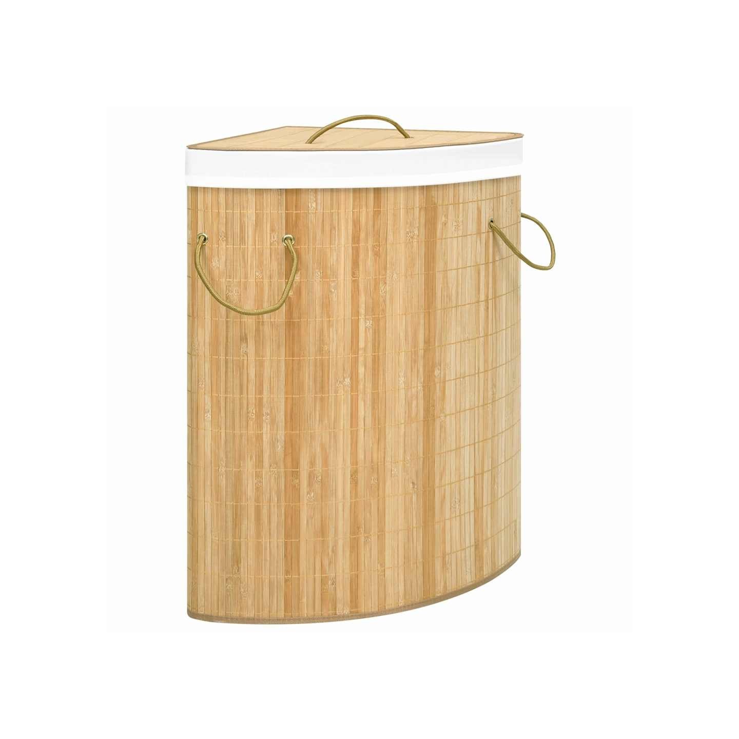 Panier à linge d'angle Bambou 60 L