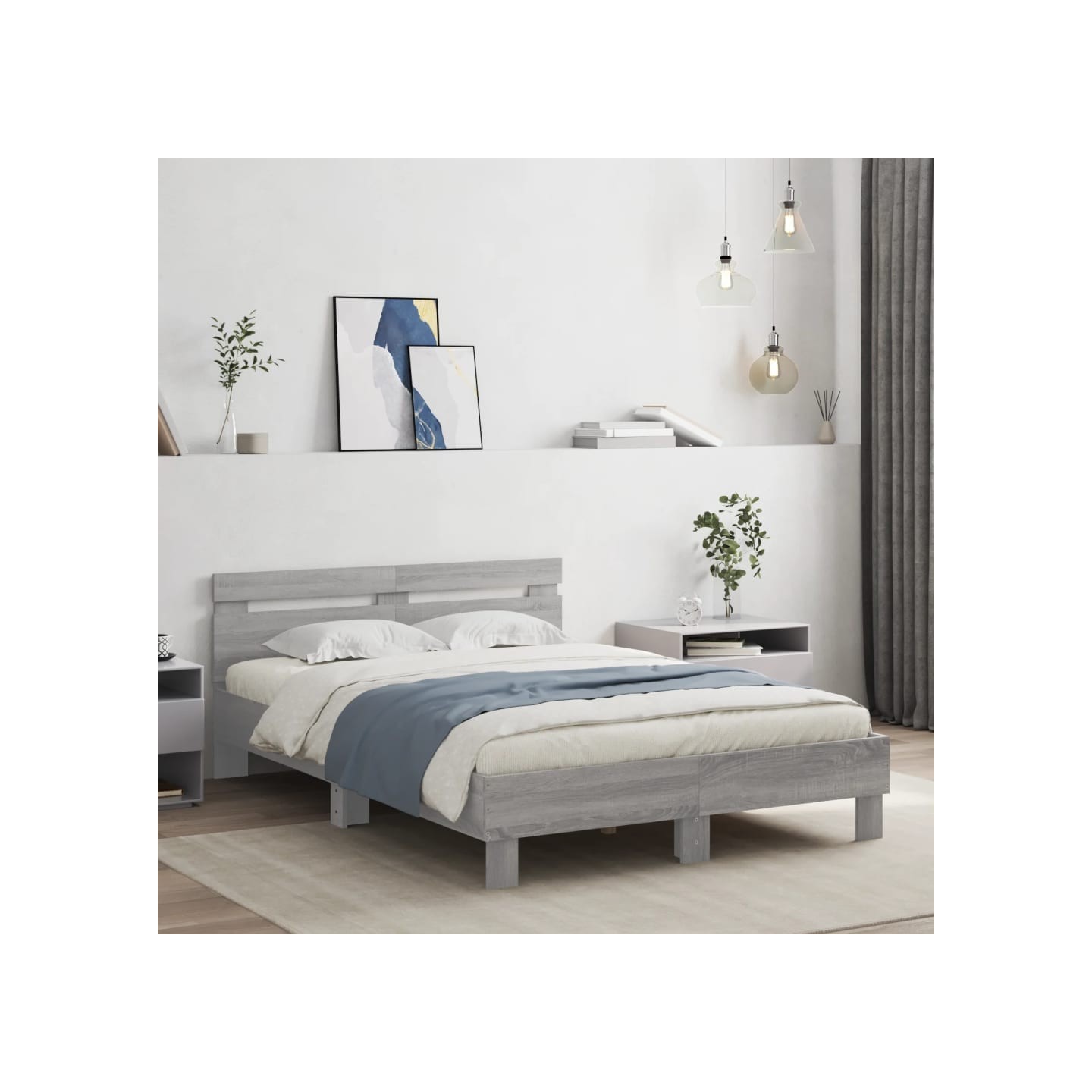 Cadre de lit avec LED sans matelas sonoma gris 120x190 cm