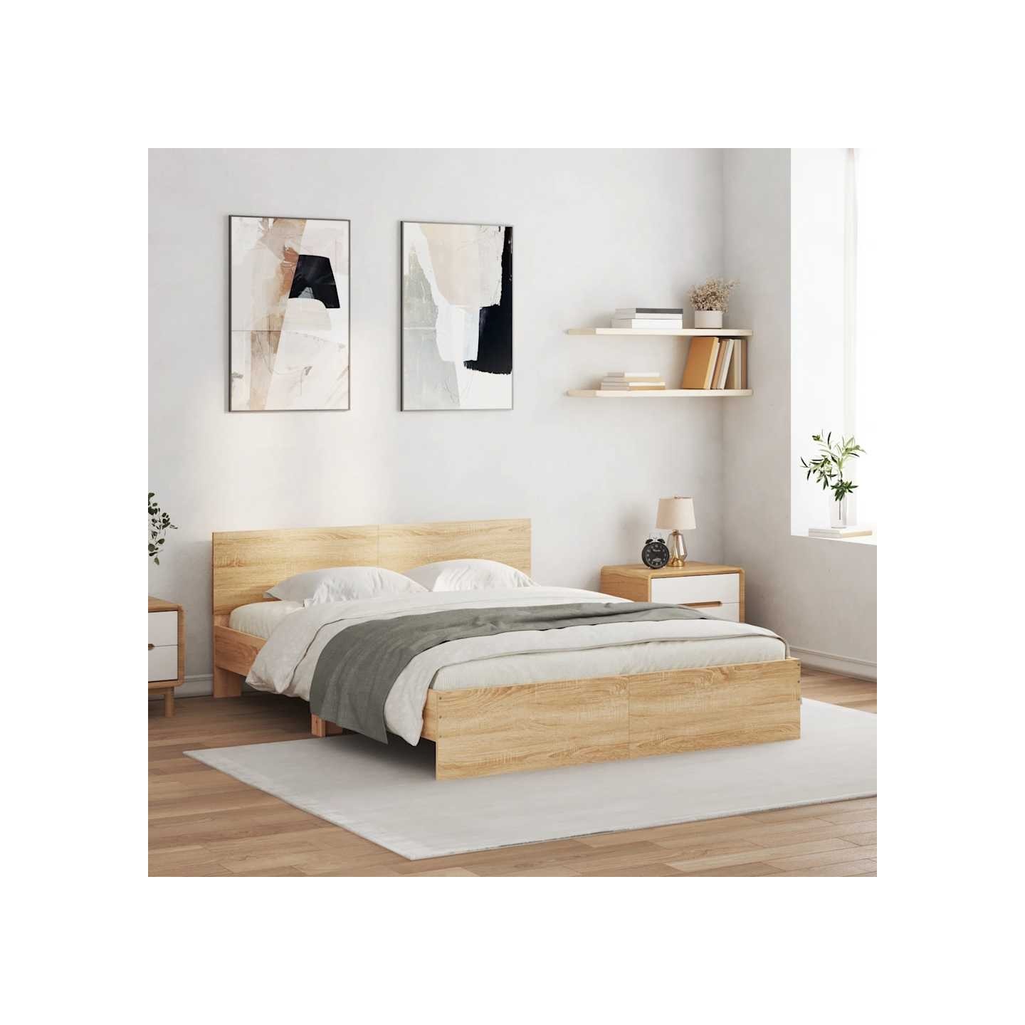 Cadre de lit avec LED sans matelas chêne sonoma 160x200 cm