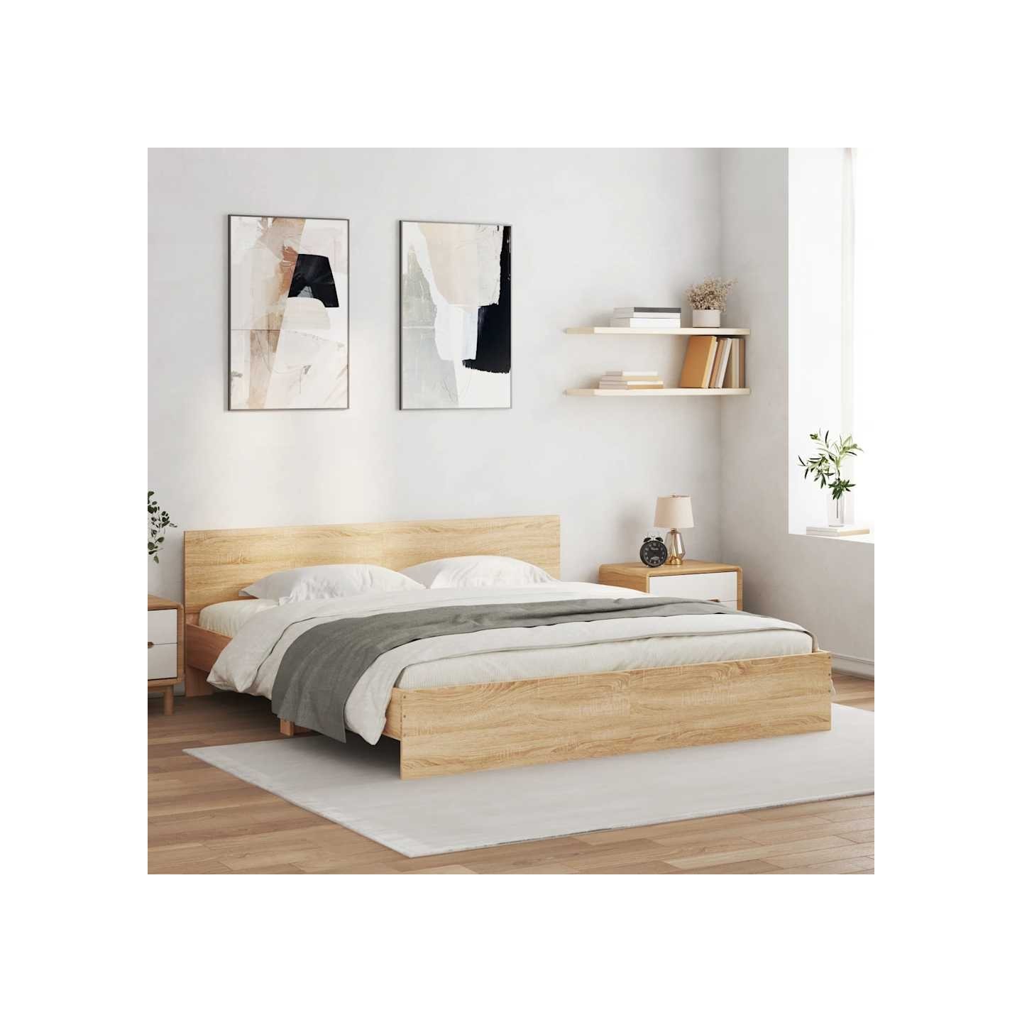 Cadre de lit avec LED sans matelas chêne sonoma 180x200 cm