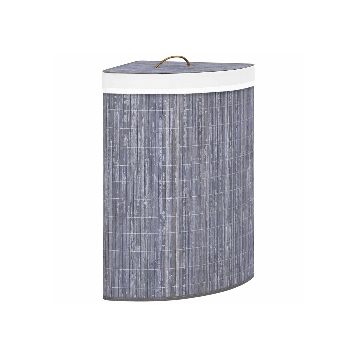 Panier à linge d'angle Bambou Gris 60 L