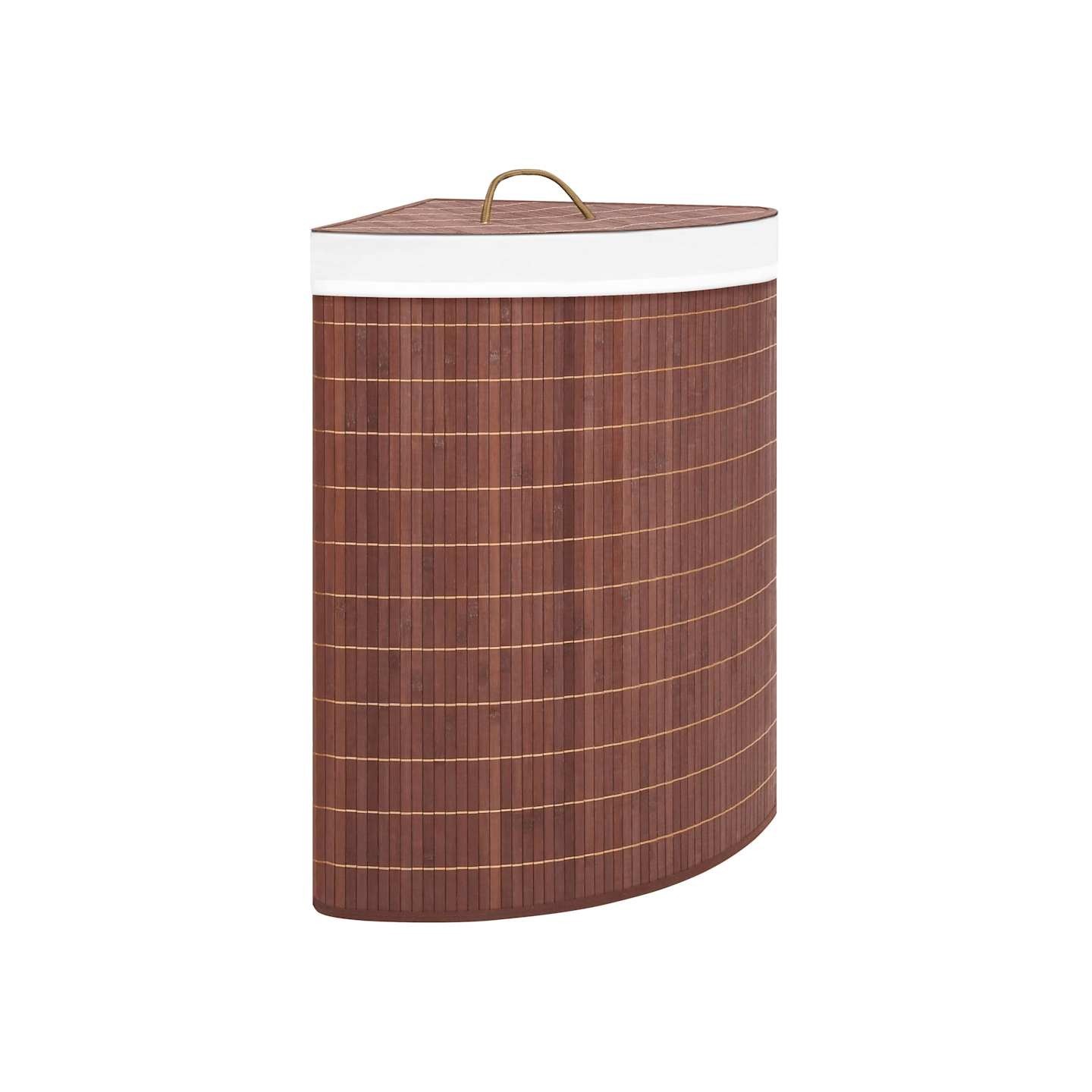 Panier à linge d'angle Bambou Marron 60 L