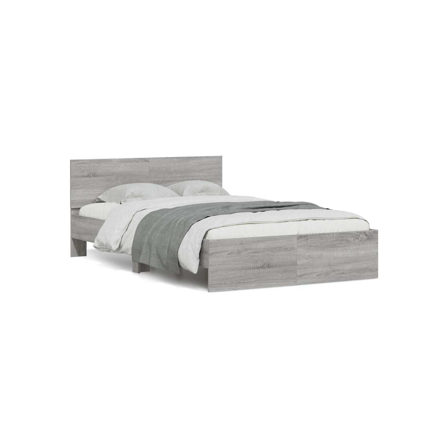 Cadre de lit avec tête de lit et LED sonoma gris 120x200 cm