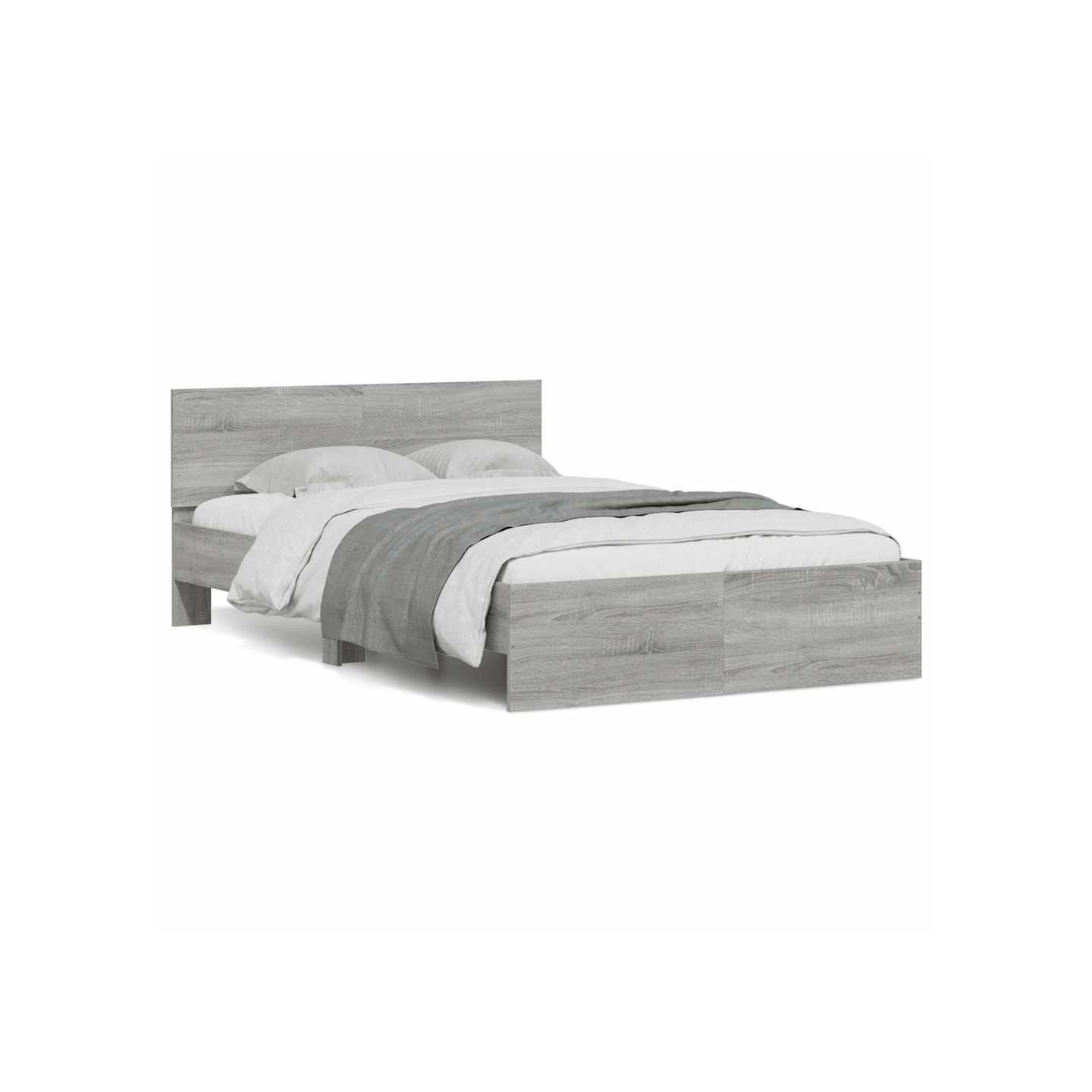 Cadre de lit avec tête de lit et LED sonoma gris 140x190 cm