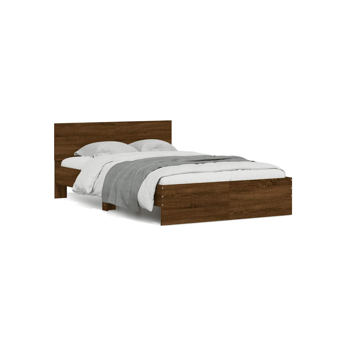 Cadre de lit avec tête de lit et LED chêne marron 140x190 cm