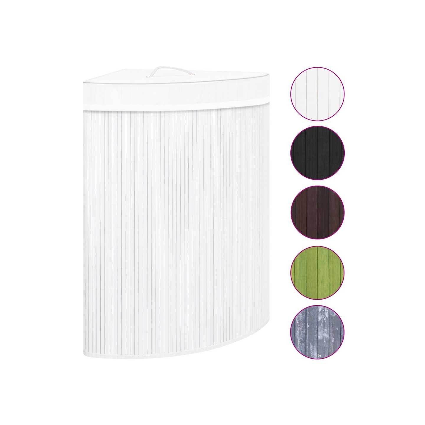Panier à linge d'angle Bambou Blanc 60 L