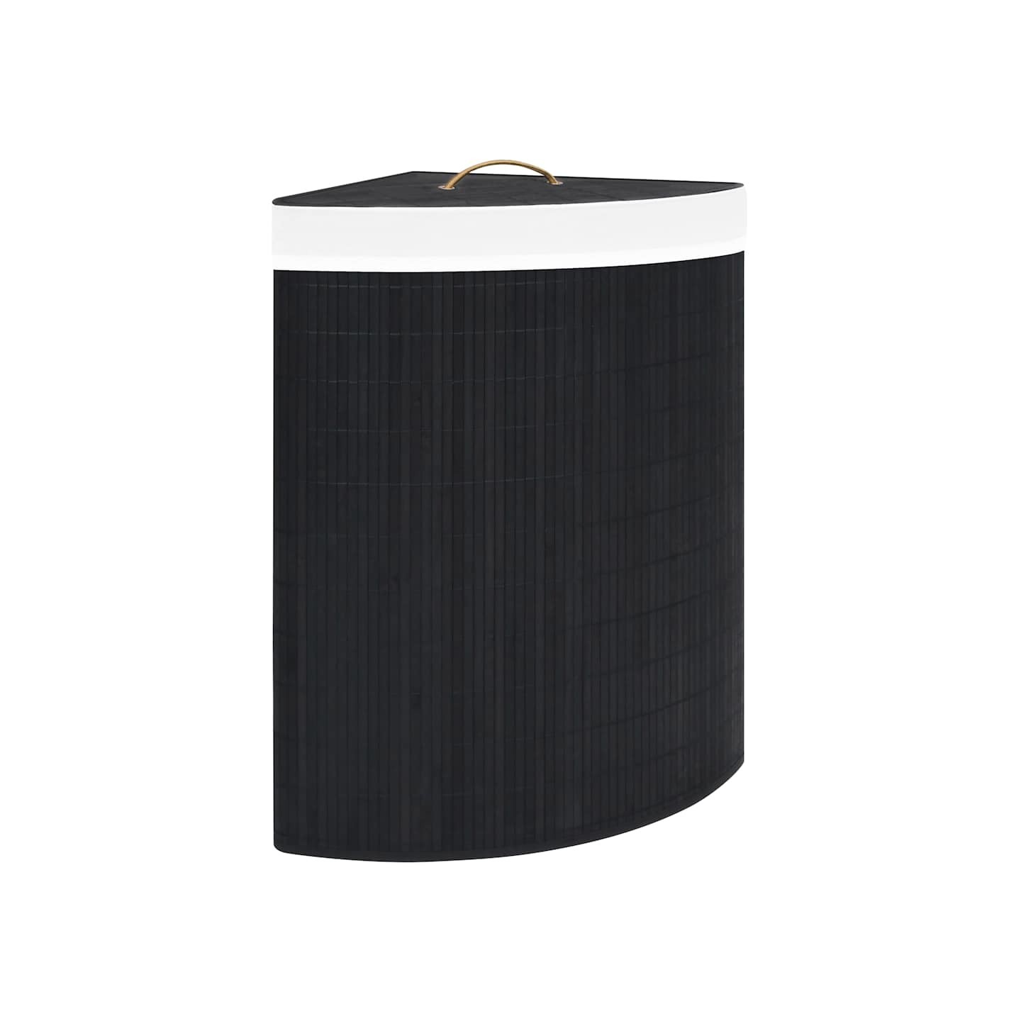 Panier à linge d'angle Bambou Noir 60 L
