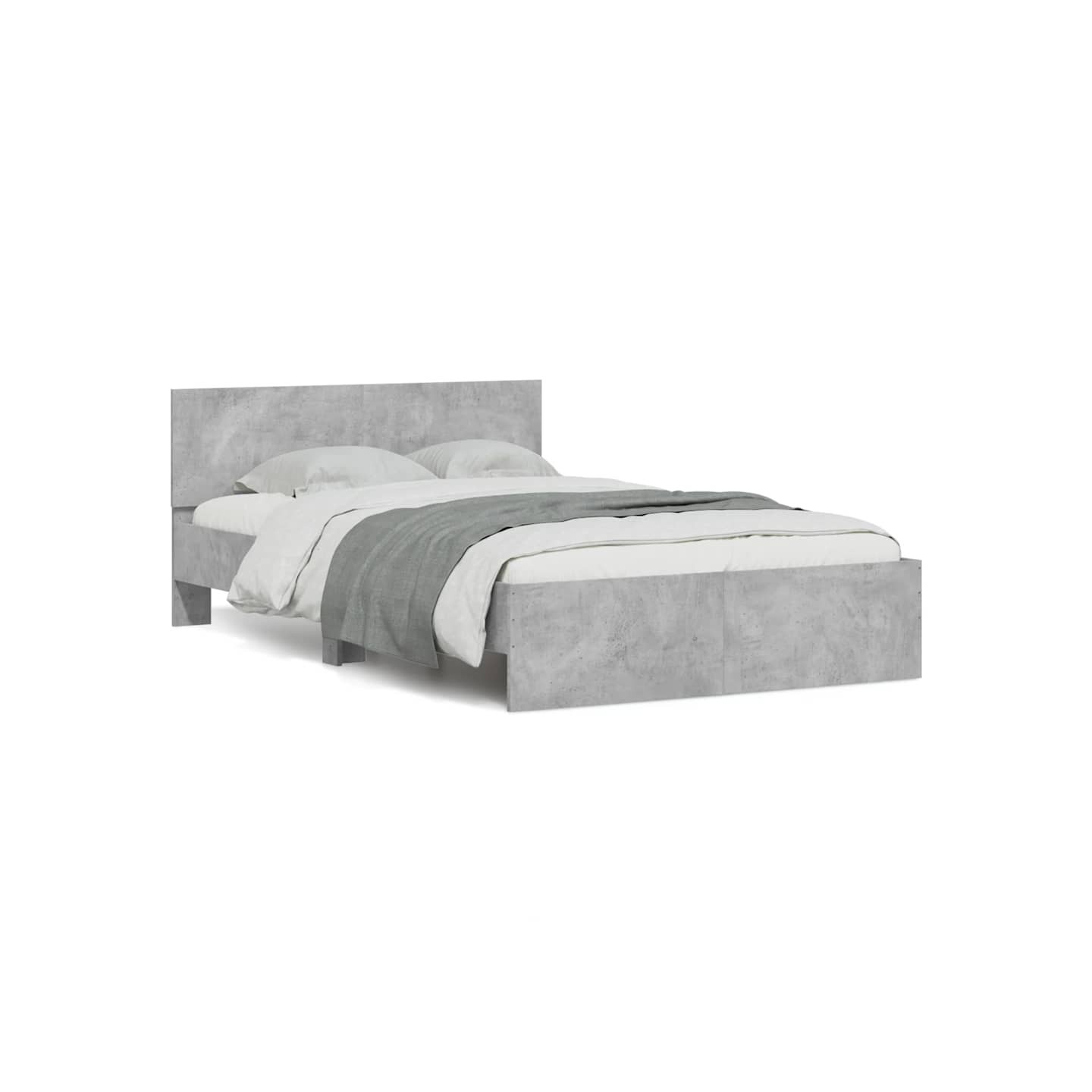 Cadre de lit avec tête de lit et LED gris béton 120x190 cm