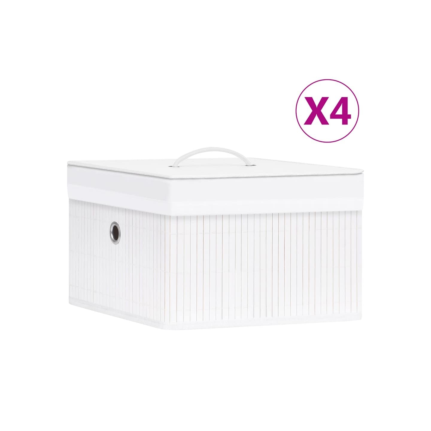Boîtes de rangement en bambou 4 pcs Blanc