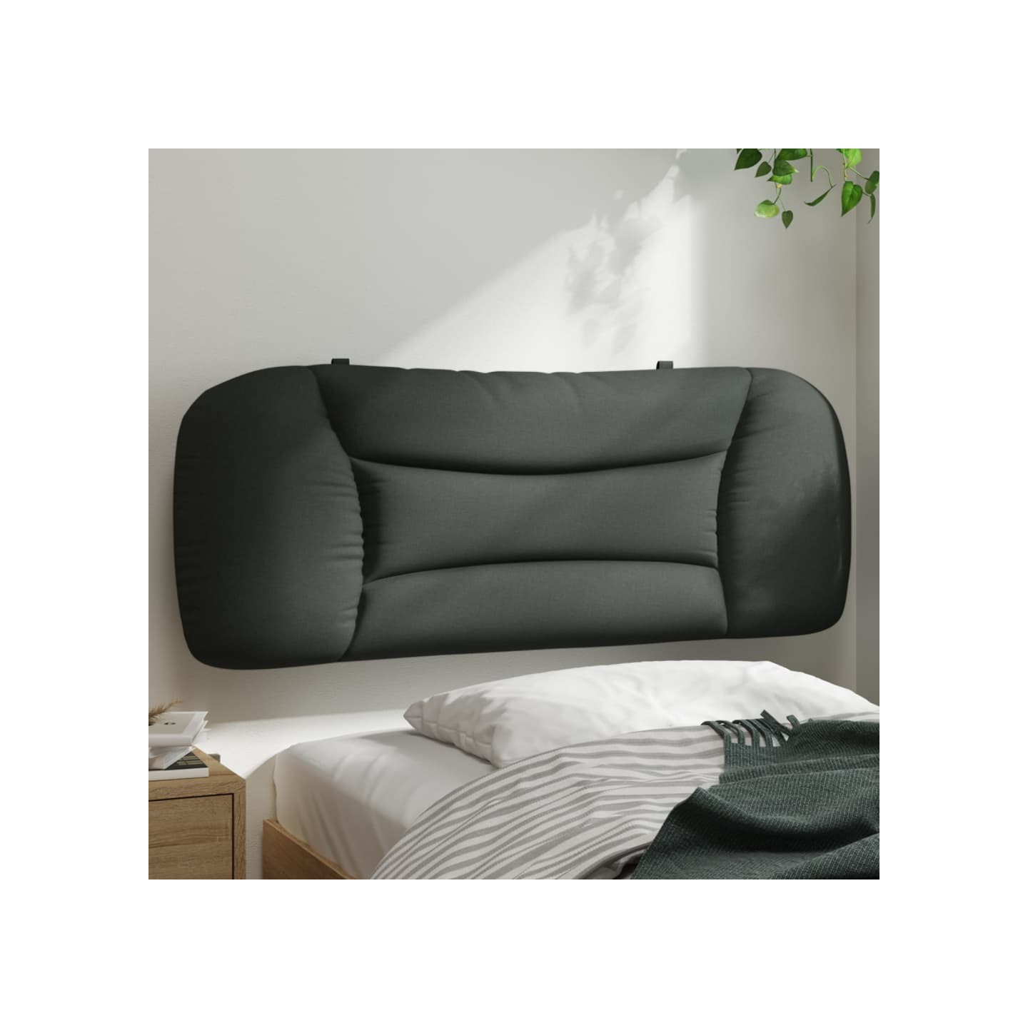 Coussin de tête de lit Hvar gris foncé 100 cm tissu