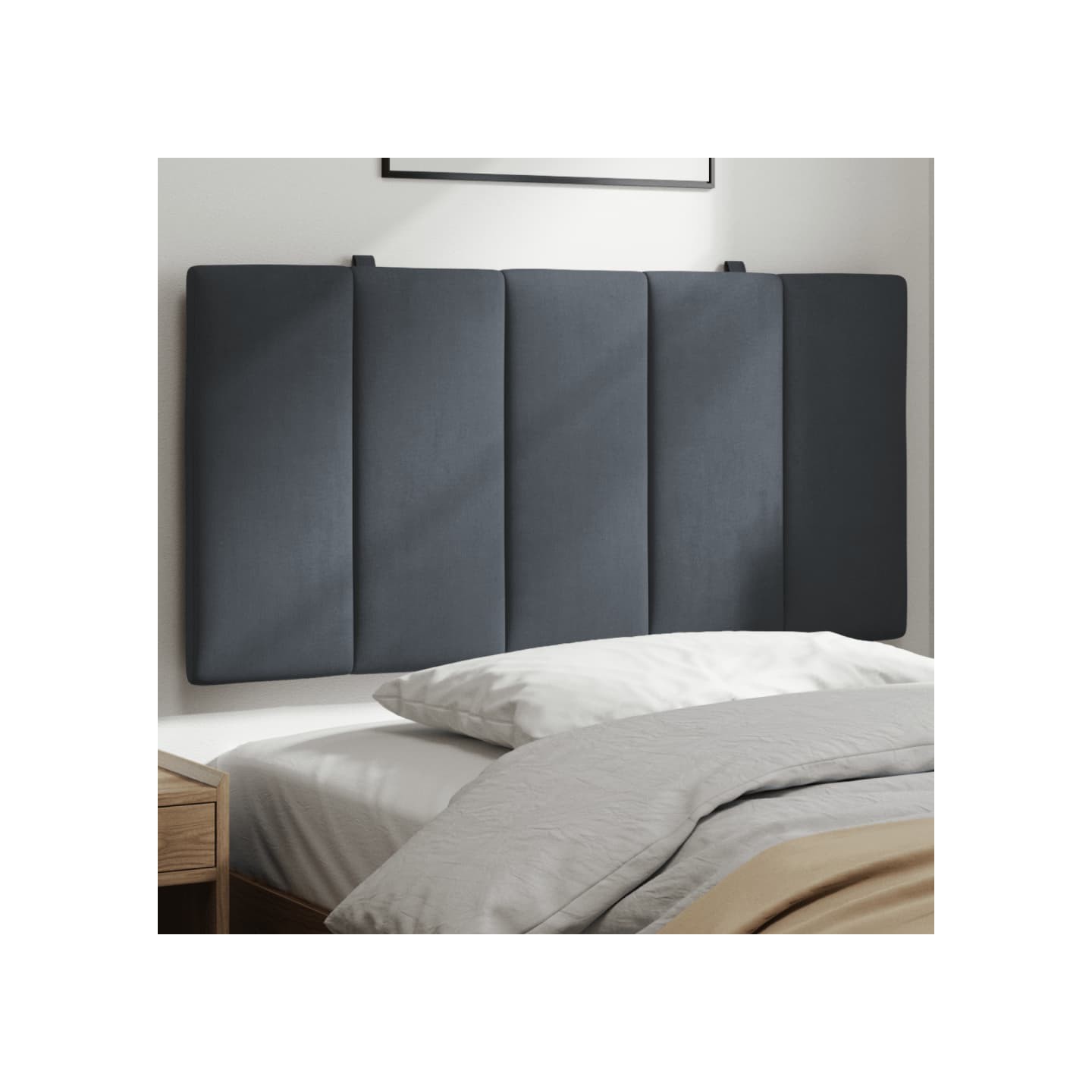Coussin de tête de lit Hanko gris foncé 100 cm velours