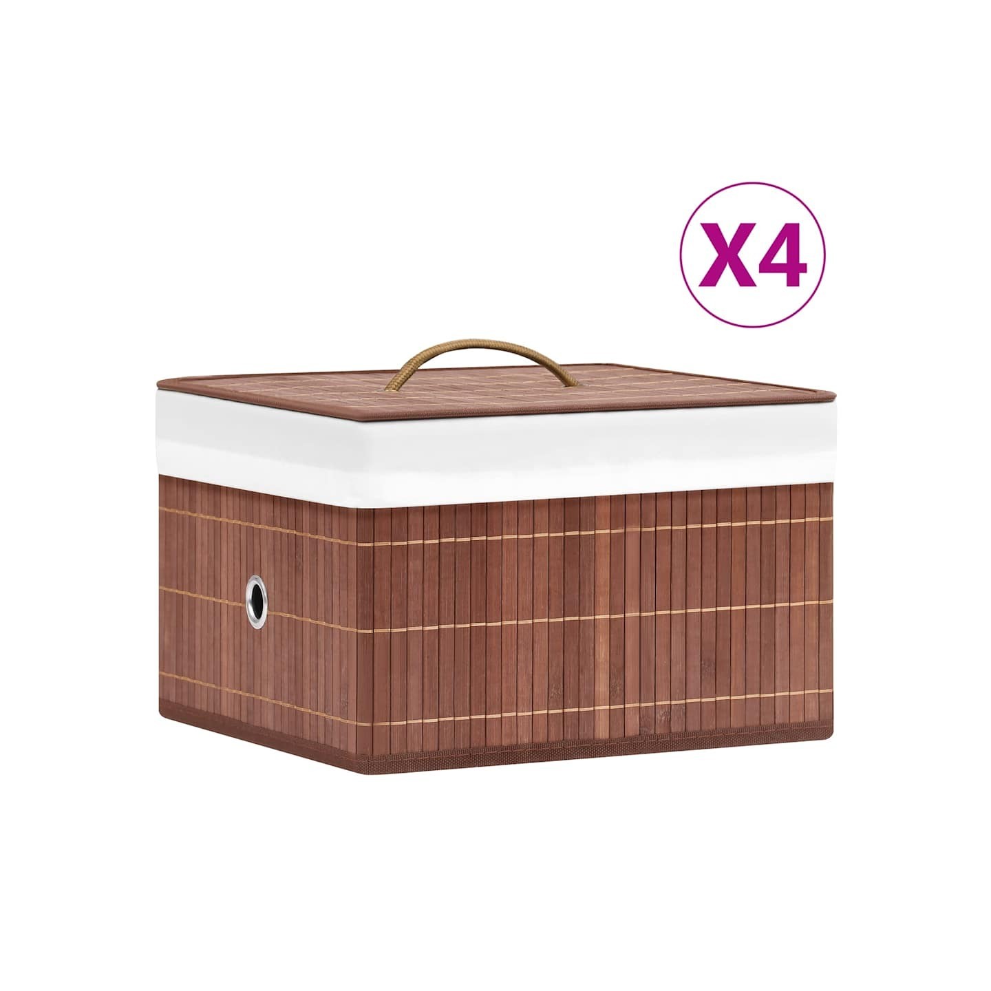 Boîtes de rangement en bambou 4 pcs Marron