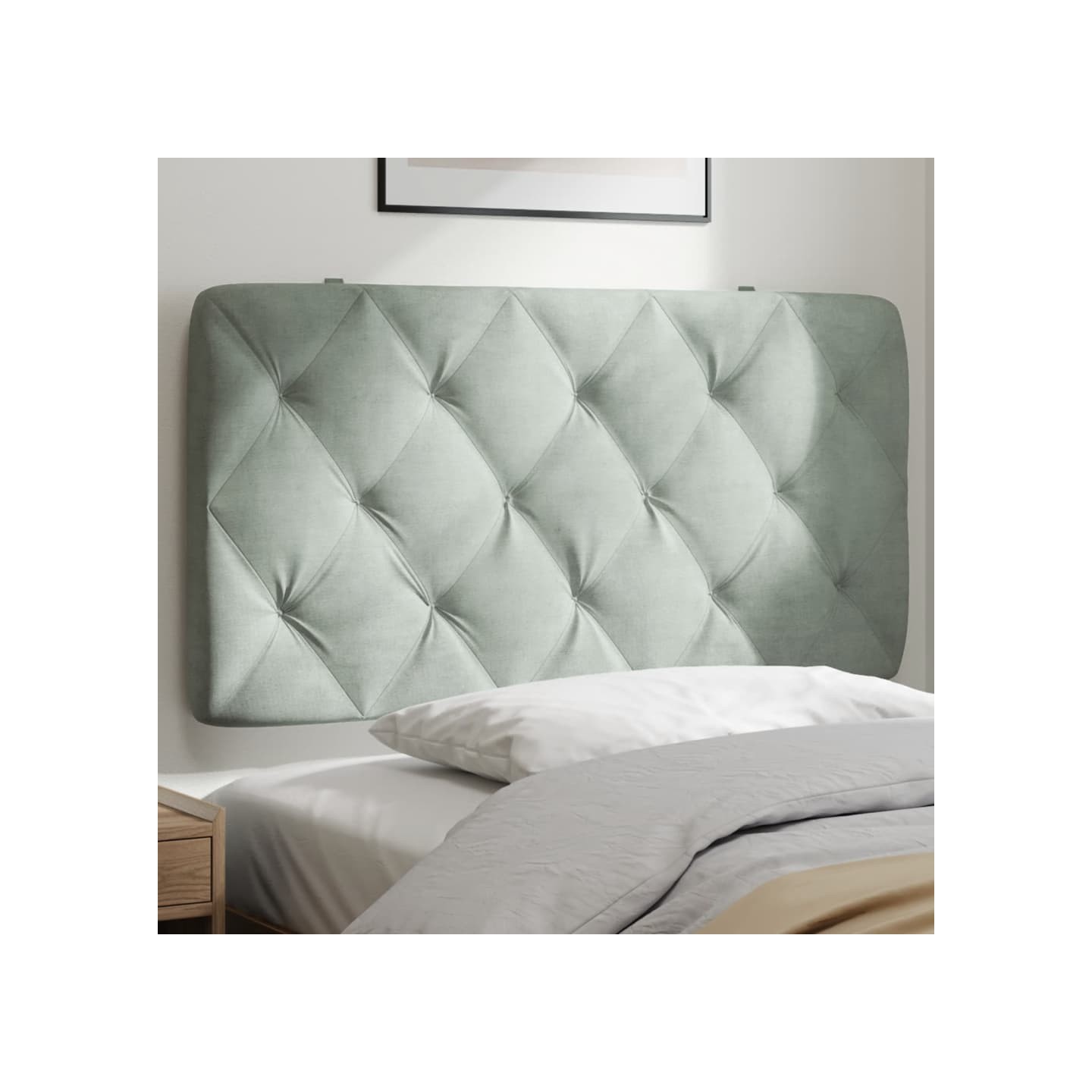 Coussin de tête de lit gris clair 100 cm velours