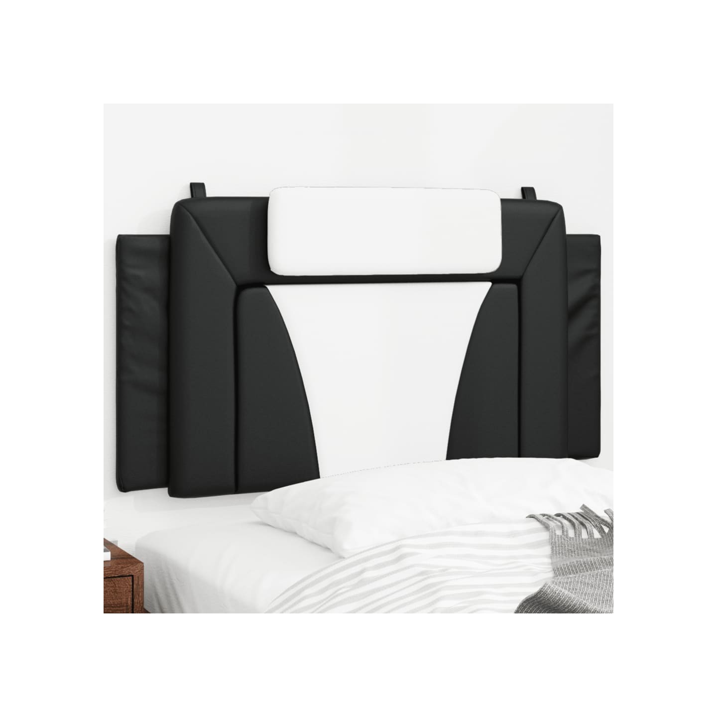 Coussin de tête de lit Viana noir et blanc 100 cm similicuir