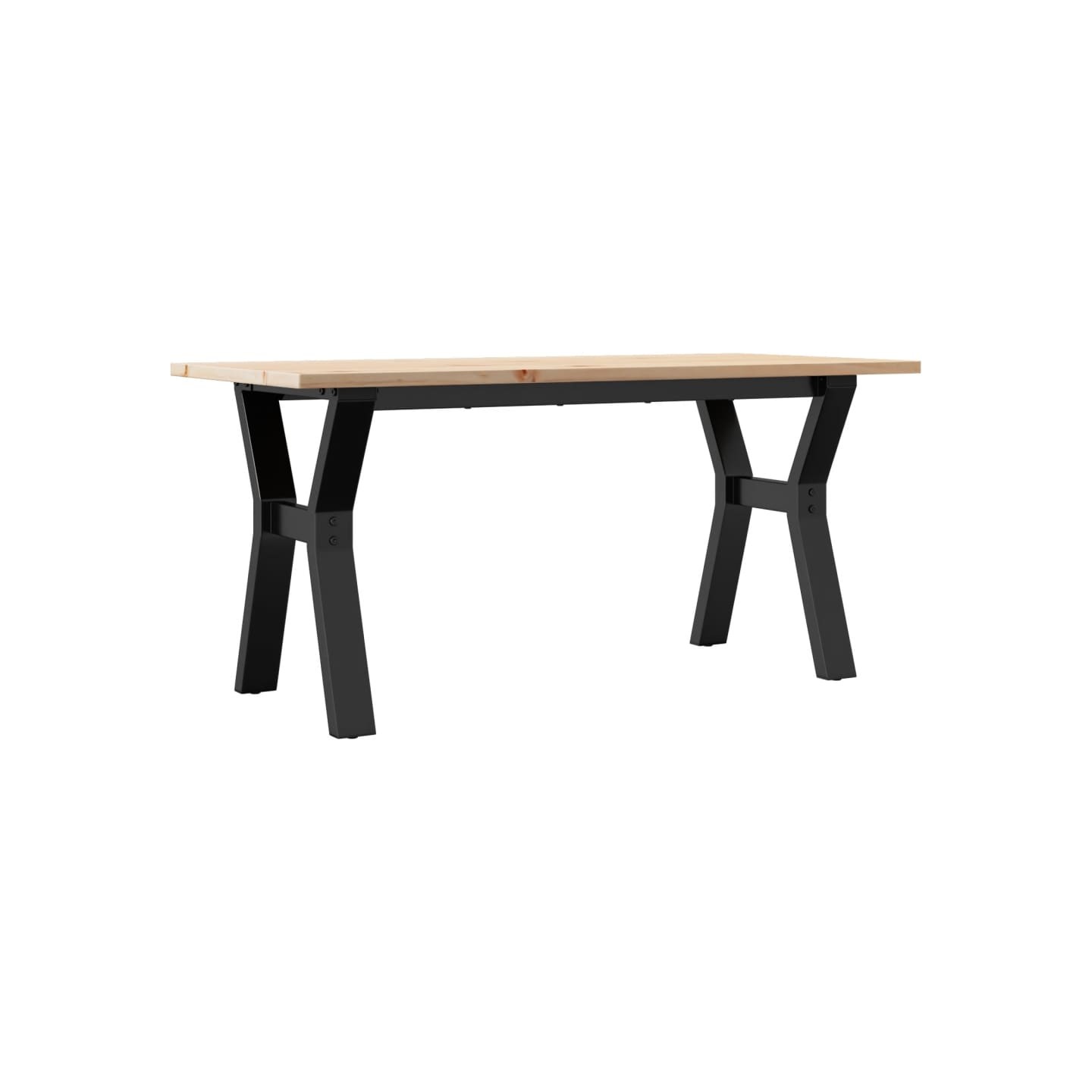 Table basse cadre en Y 100x50x45 cm bois de pin massif et acier