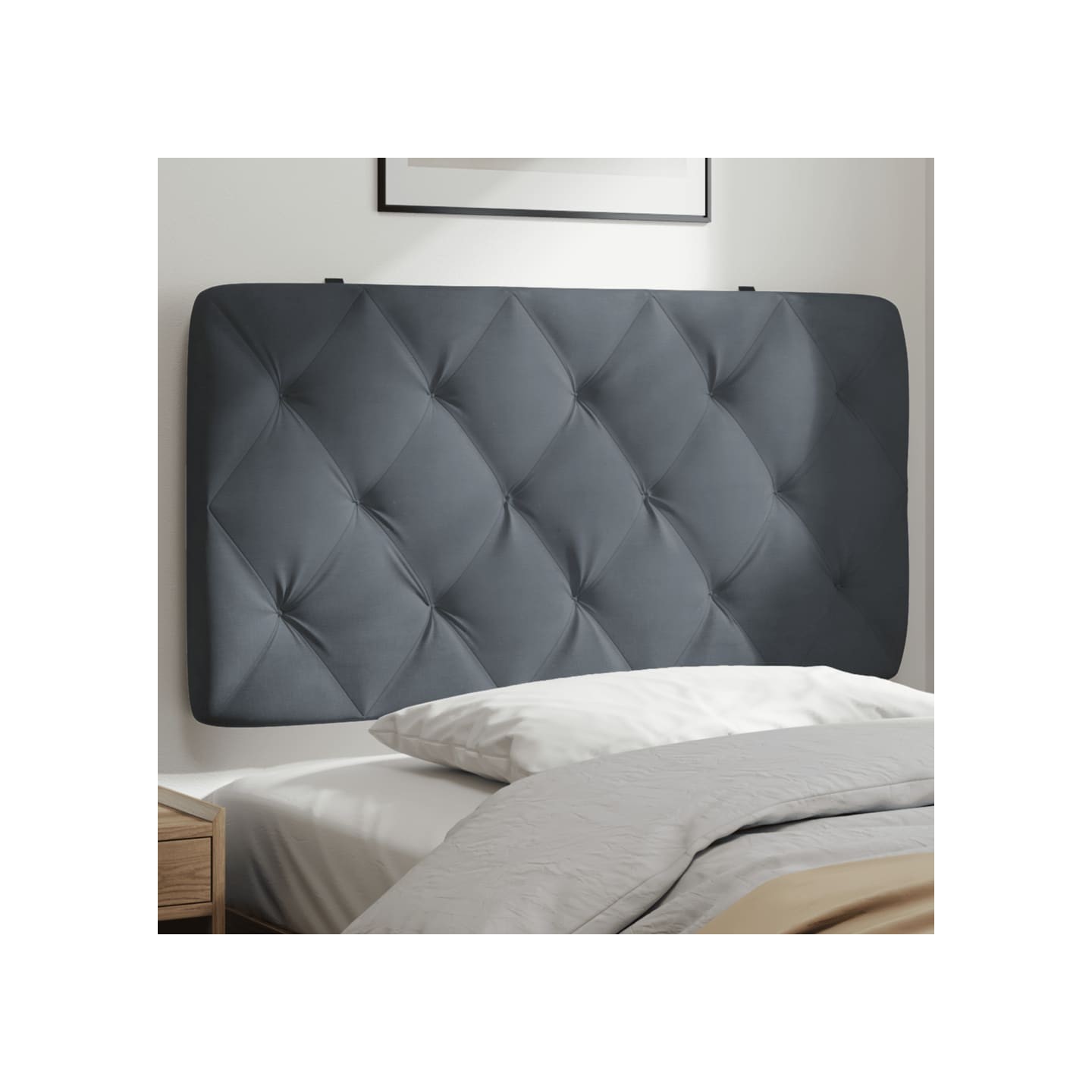 Coussin de tête de lit gris foncé 100 cm velours