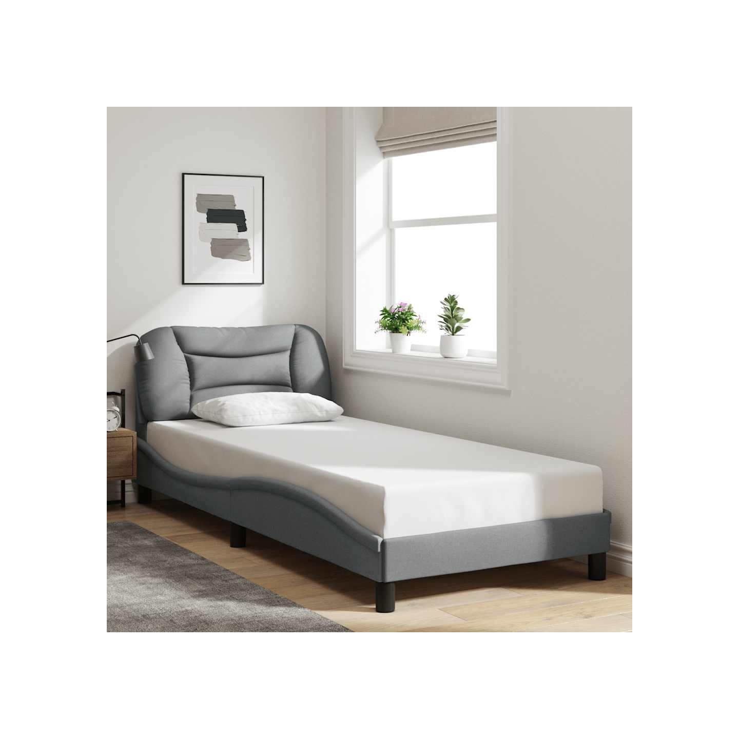 Cadre de lit sans matelas Hvar gris clair 80x200 cm tissu
