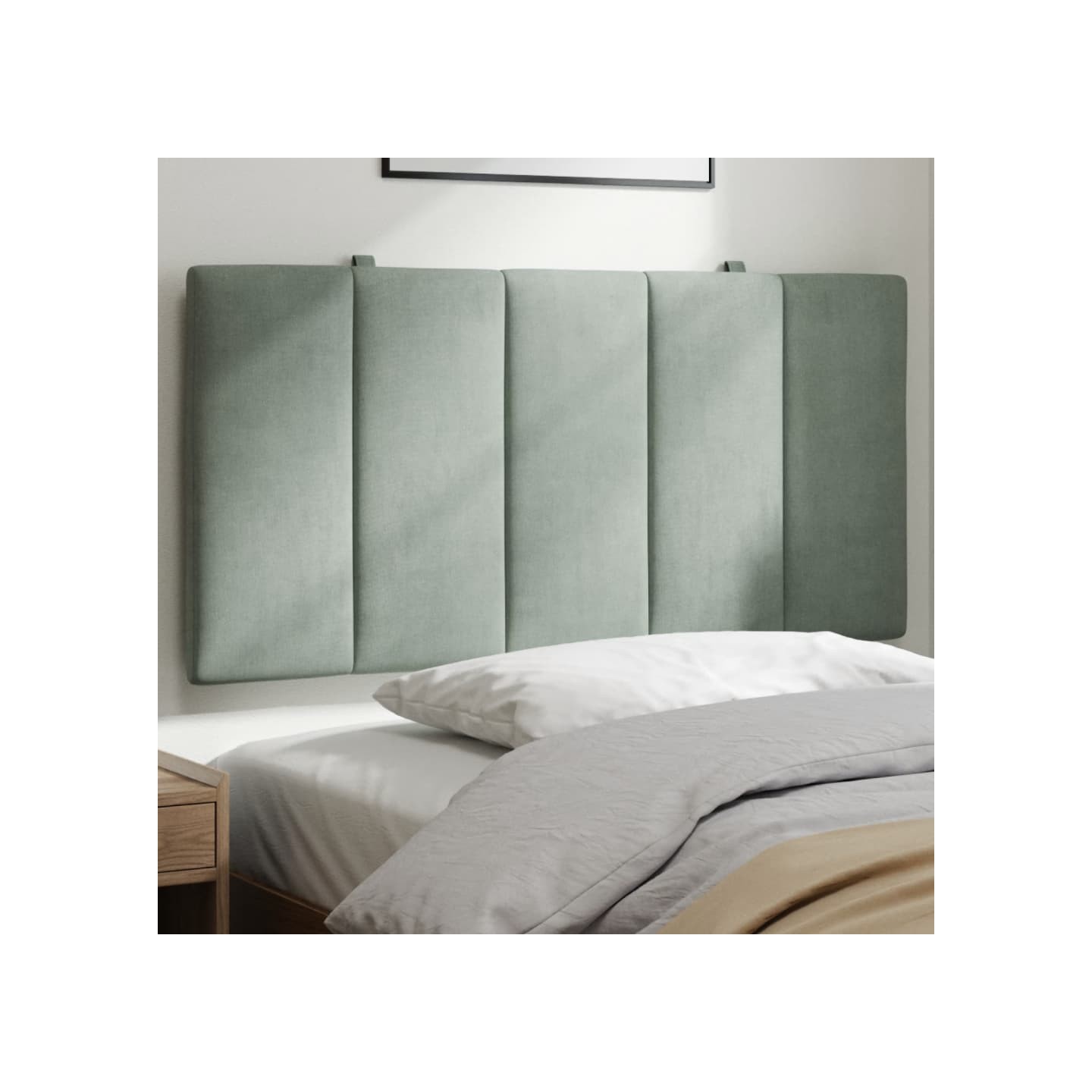 Coussin de tête de lit Hanko gris clair 100 cm velours