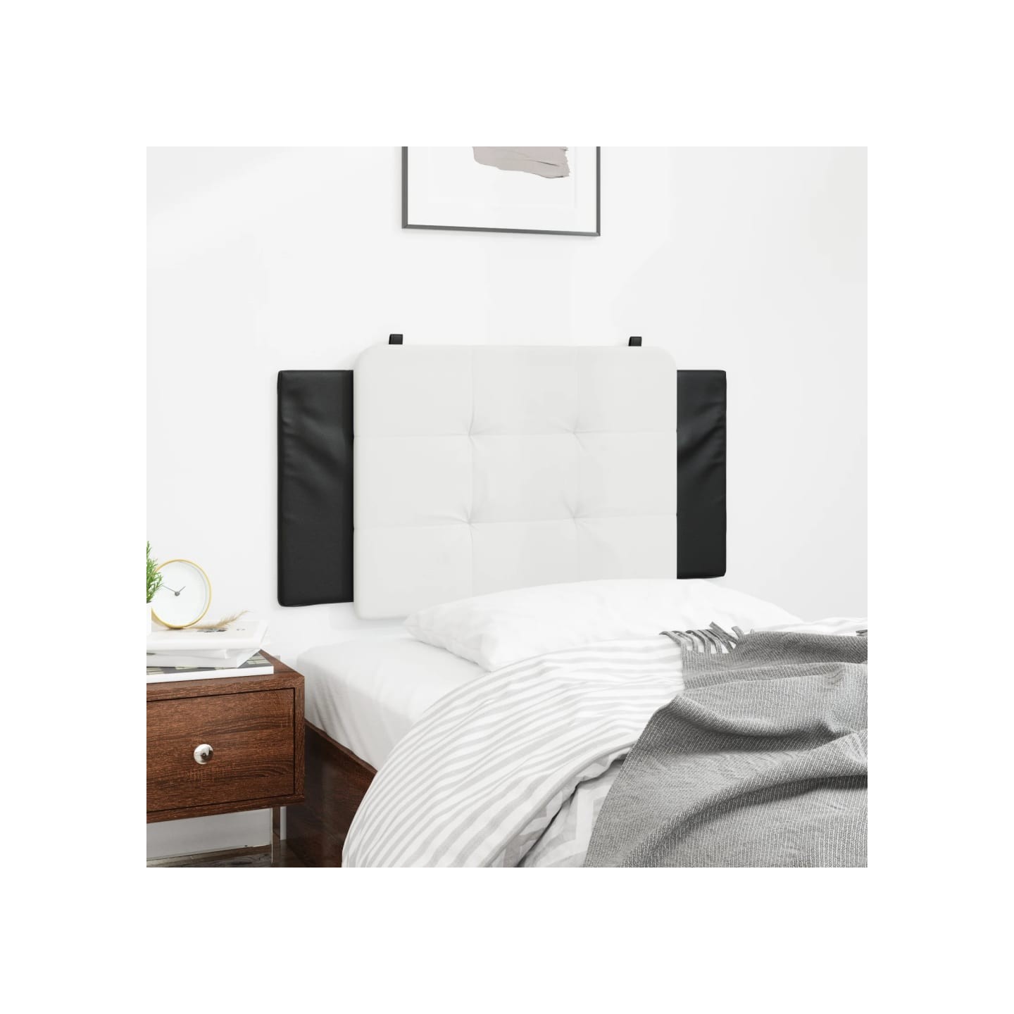 Coussin de tête de lit Zadar noir et blanc 100 cm similicuir
