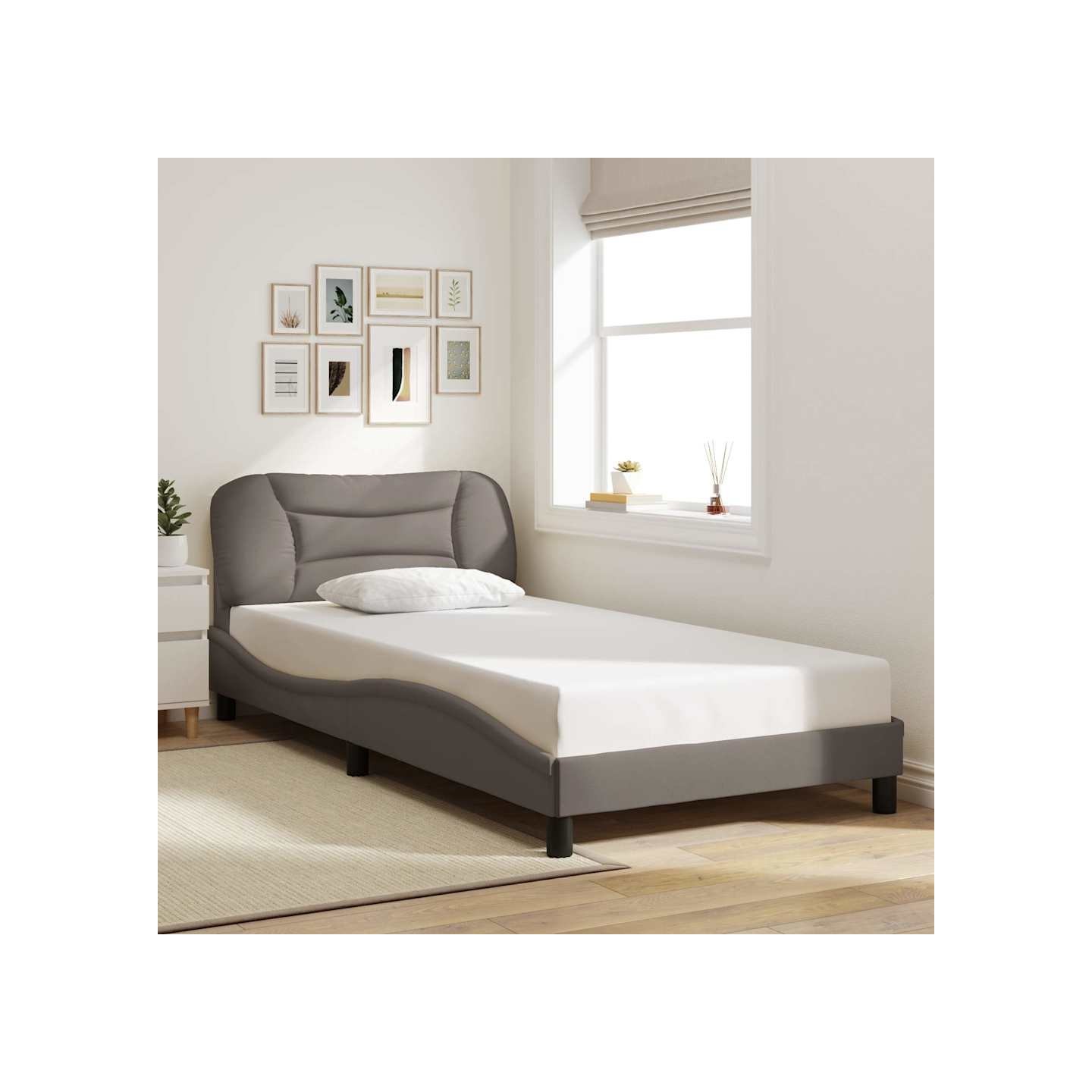 Cadre de lit sans matelas Hvar taupe 100x200 cm tissu