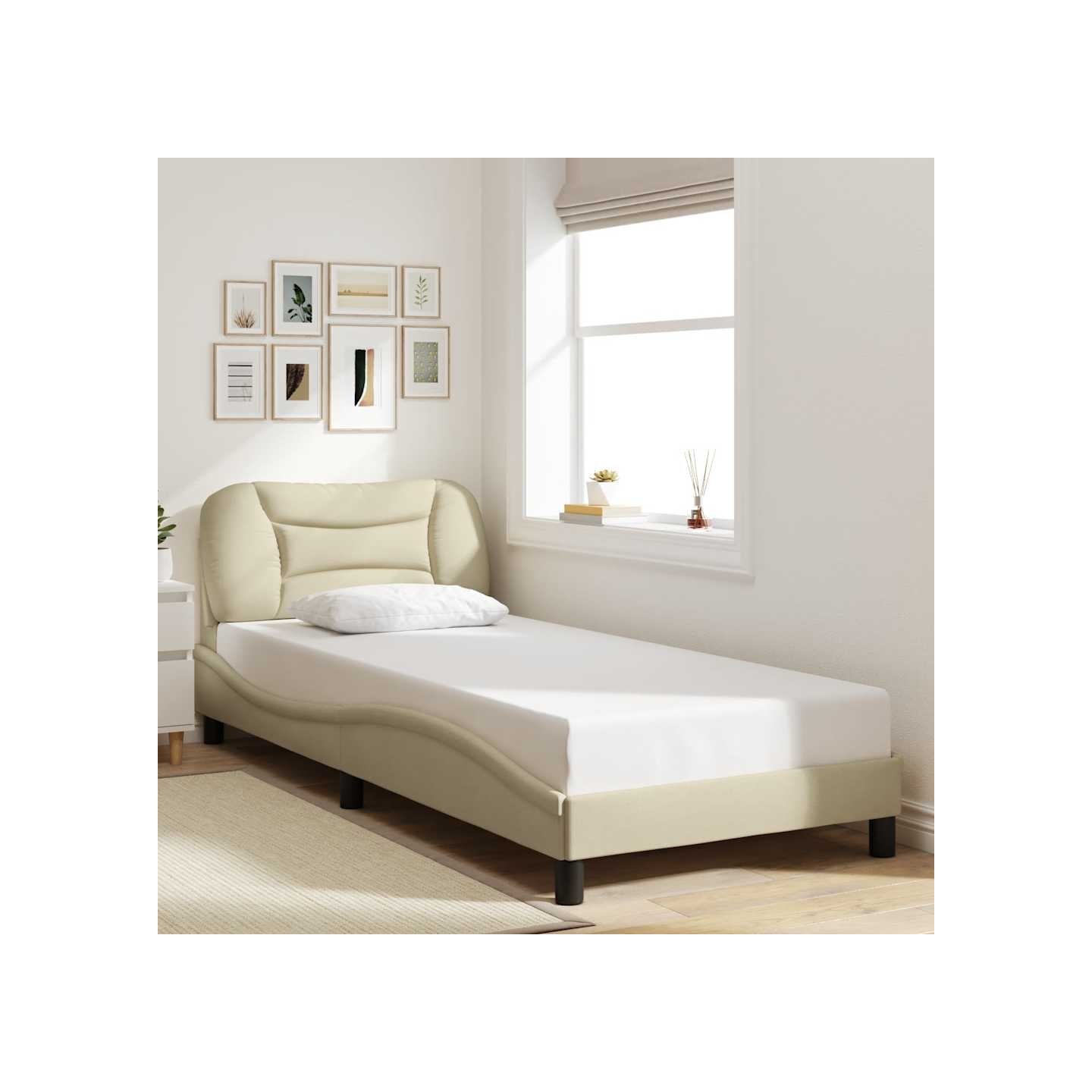 Cadre de lit sans matelas Hvar crème 90x190 cm tissu