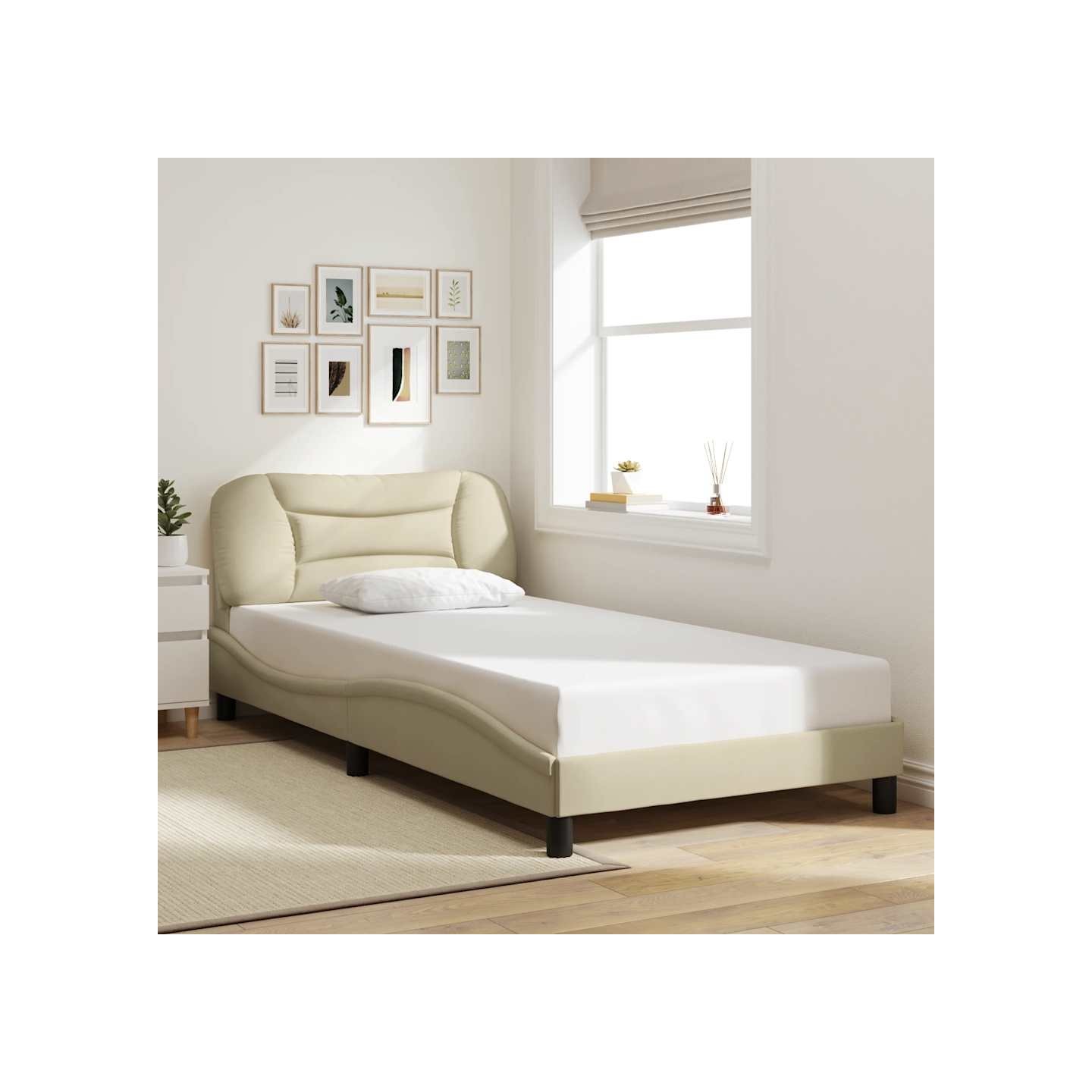 Cadre de lit sans matelas Hvar crème 100x200 cm tissu