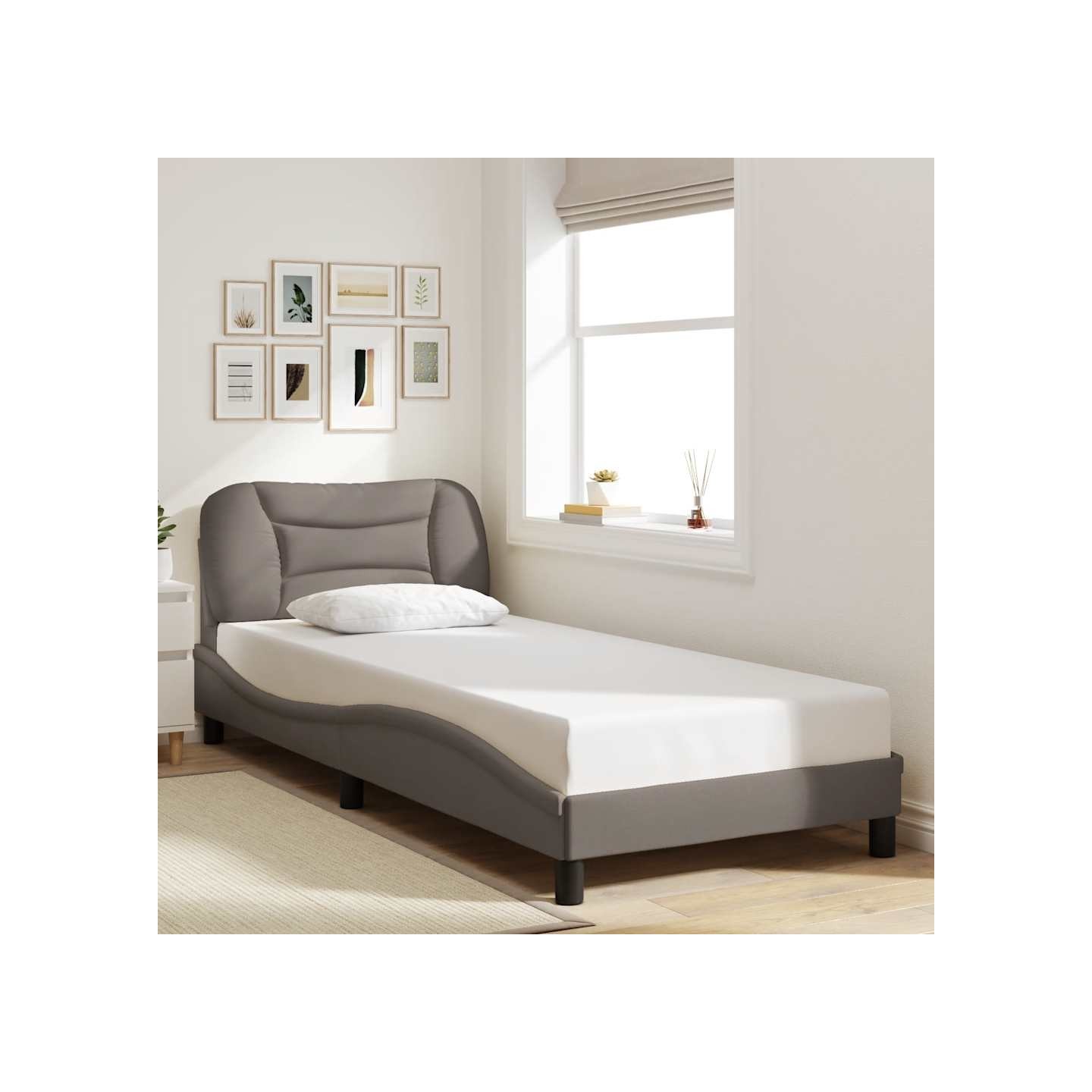 Cadre de lit sans matelas Hvar taupe 90x200 cm tissu