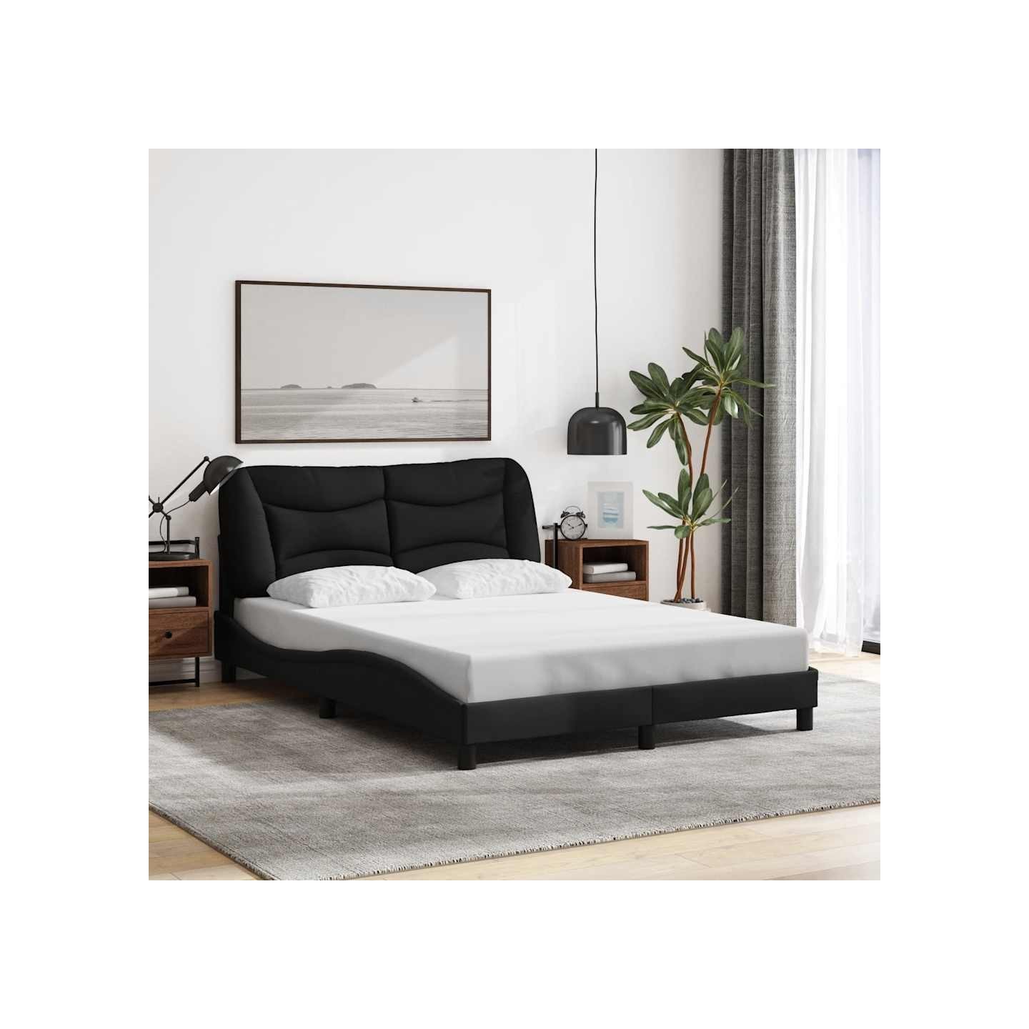 Cadre de lit sans matelas Hvar noir 120x200 cm tissu