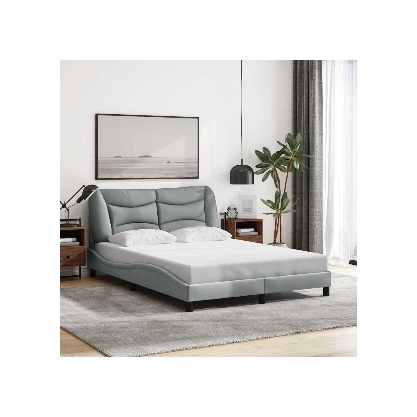 Cadre de lit sans matelas Hvar gris clair 120x200 cm tissu