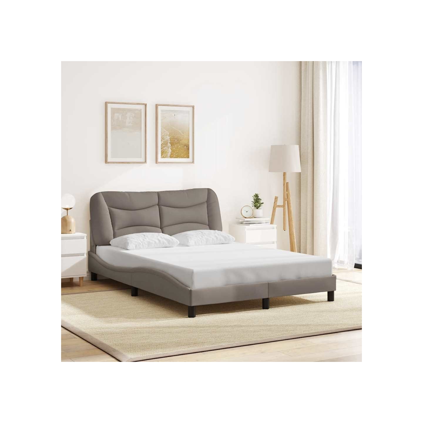 Cadre de lit sans matelas Hvar taupe 140x190 cm tissu