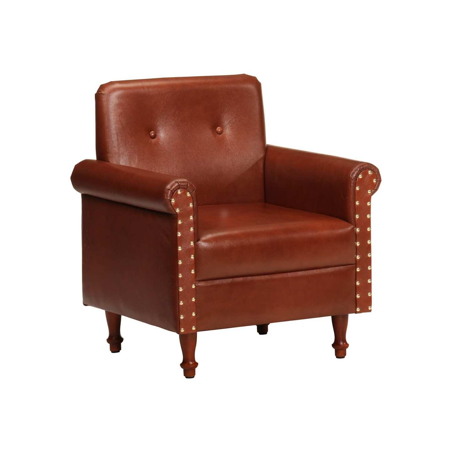 Chaise cabriolet marron cuir véritable