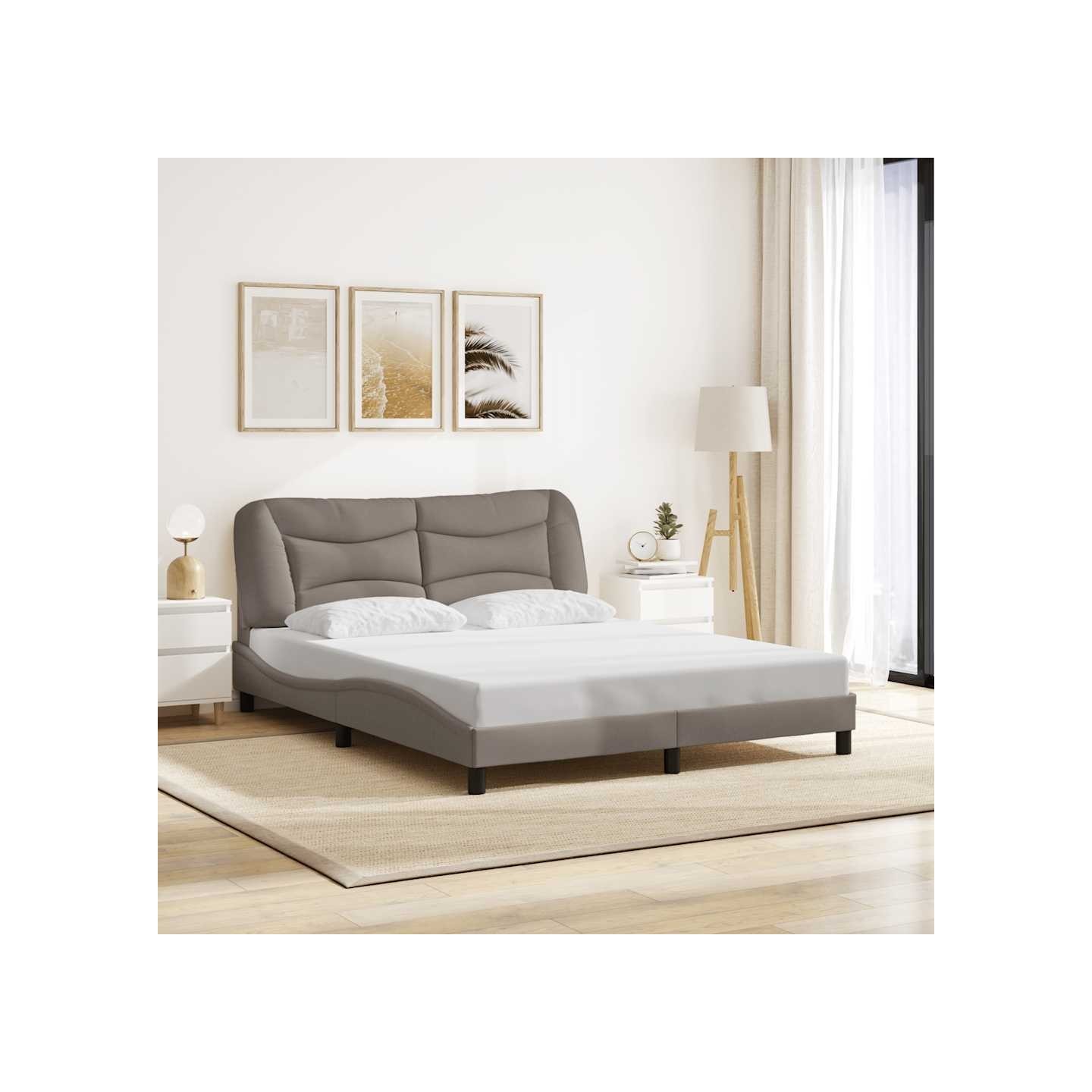 Cadre de lit sans matelas Hvar taupe 160x200 cm tissu
