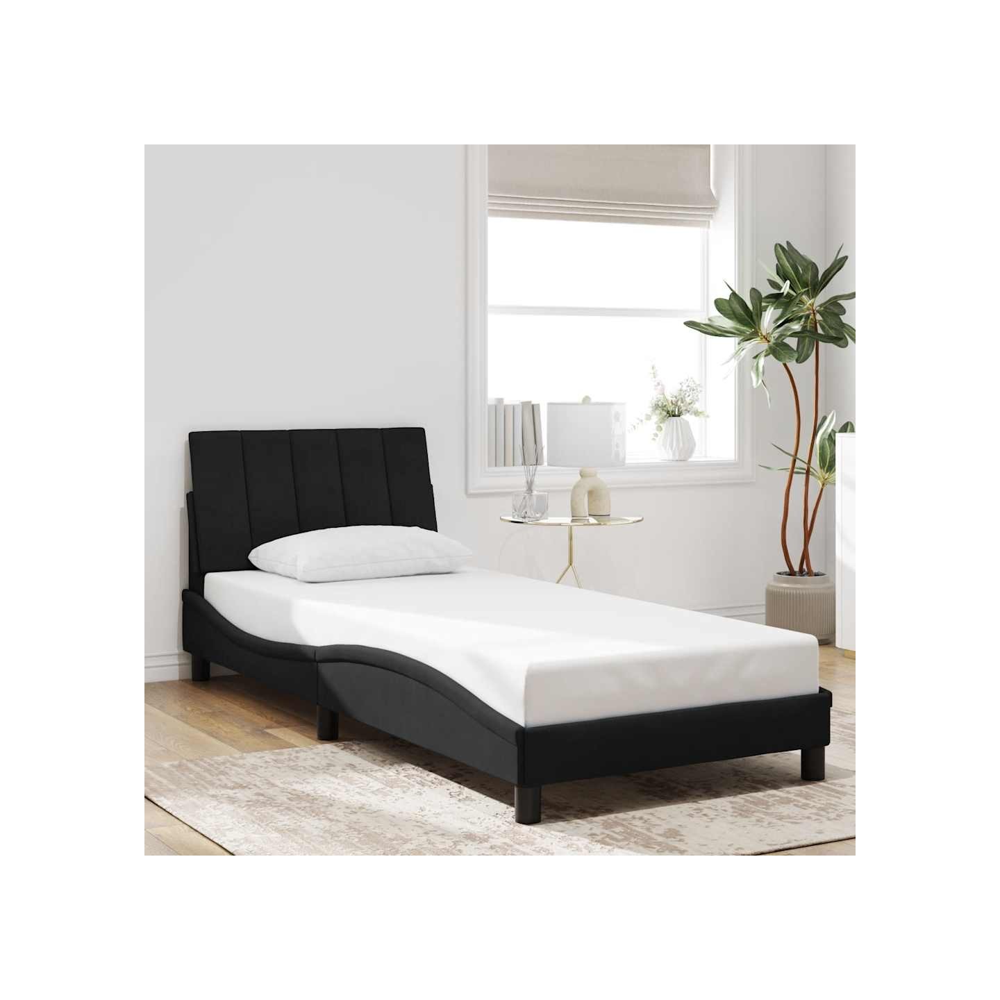 Cadre de lit sans matelas Hanko noir 80x200 cm velours