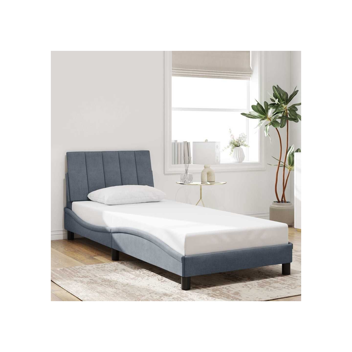 Cadre de lit sans matelas Hanko gris foncé 90x190 cm velours
