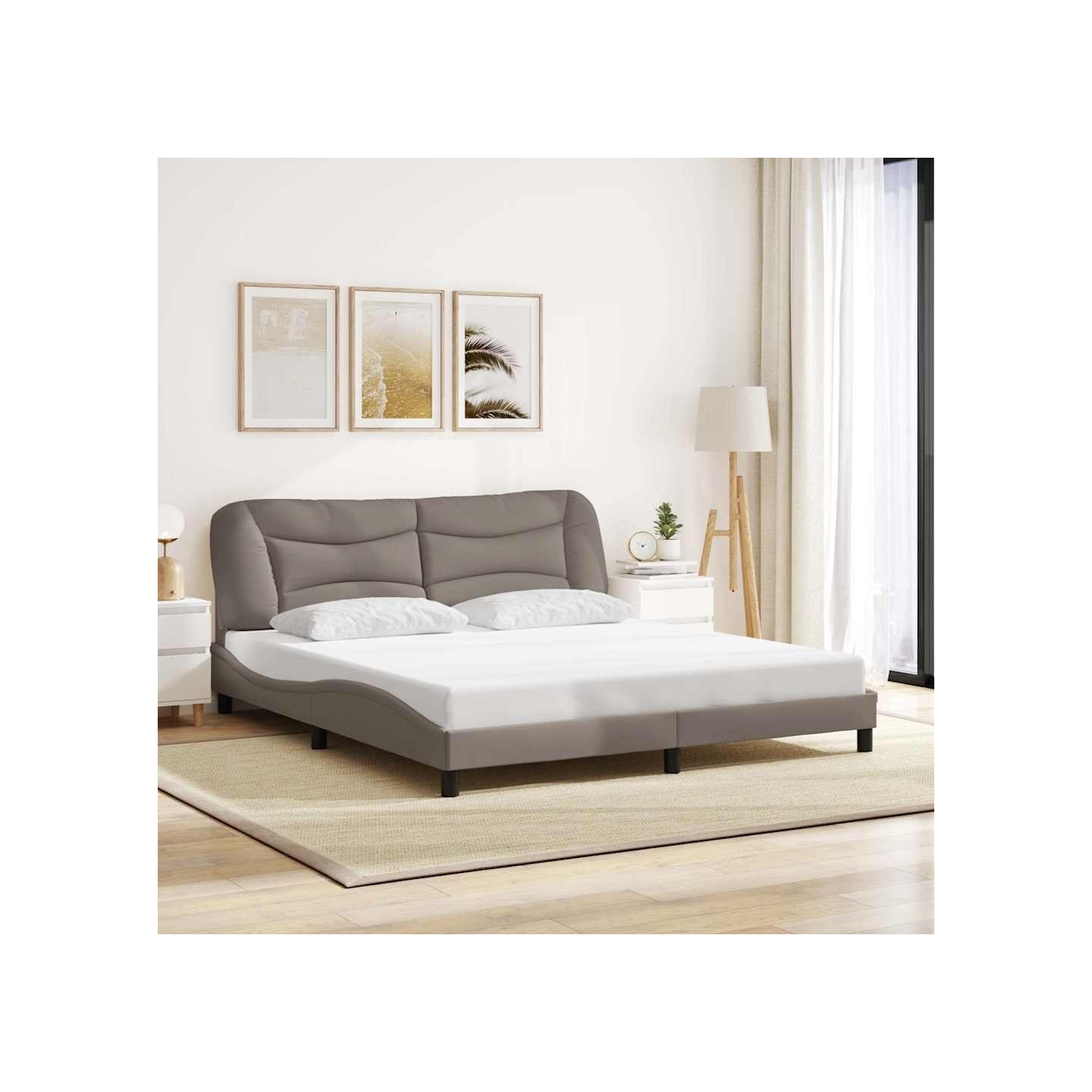 Cadre de lit sans matelas Hvar taupe 180x200 cm tissu