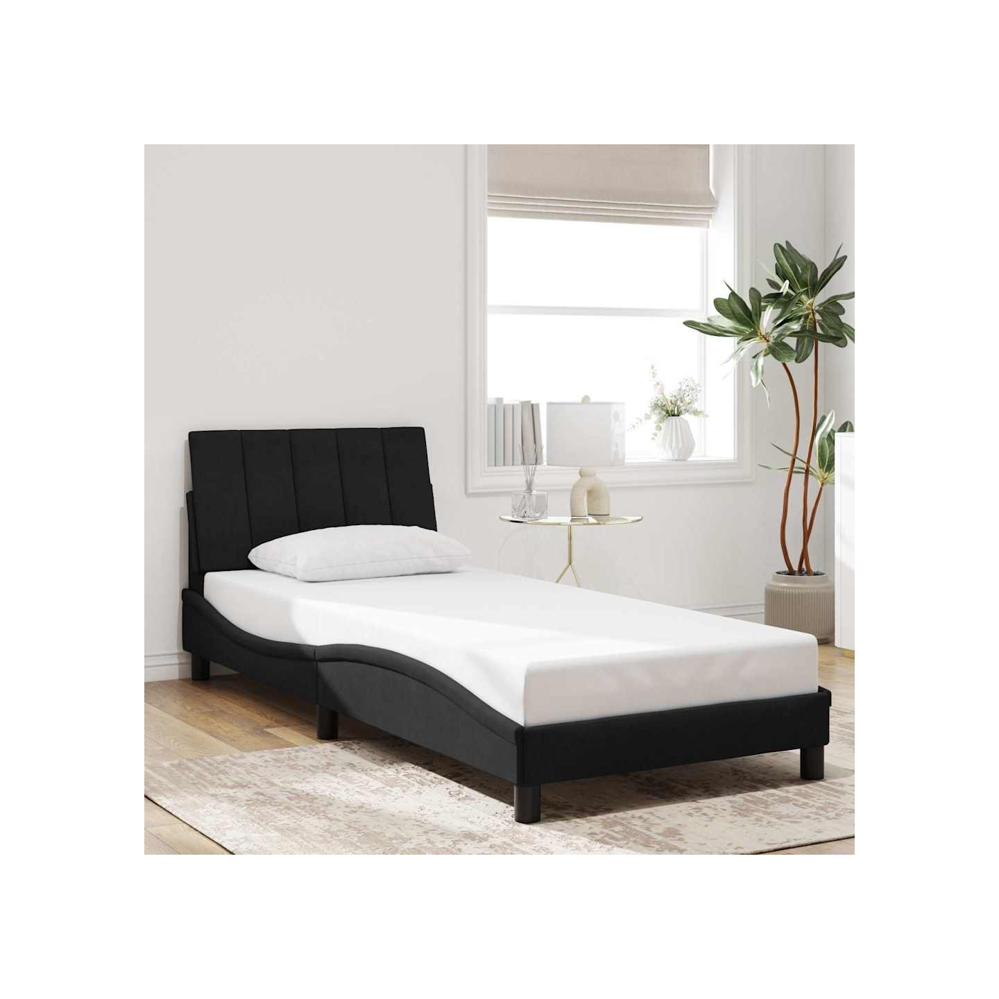 Cadre de lit sans matelas Hanko noir 90x200 cm velours