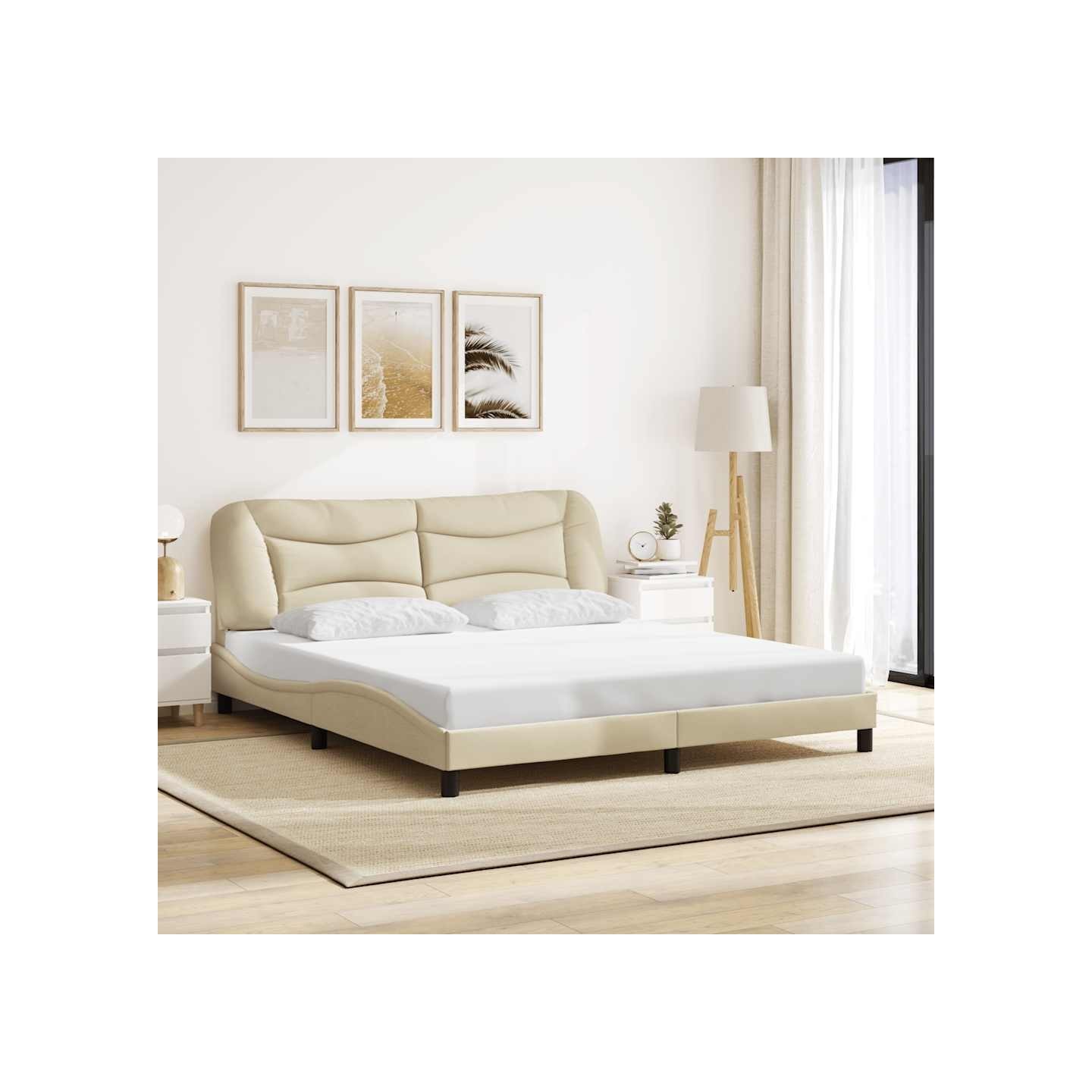 Cadre de lit sans matelas Hvar crème 180x200 cm tissu
